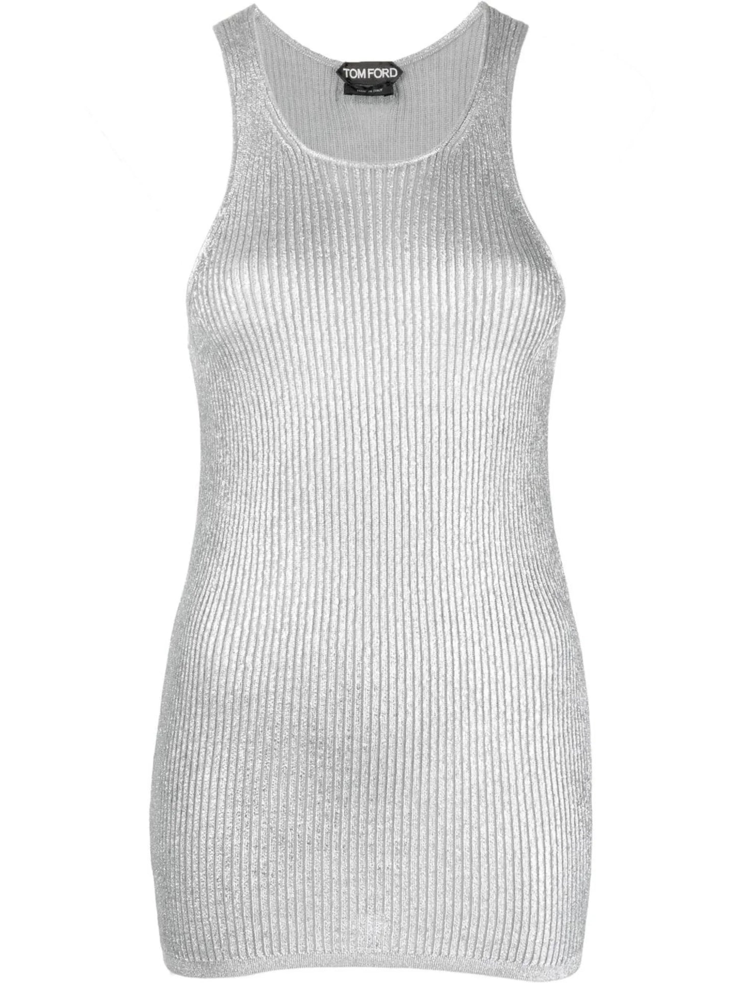 metallic rib-knit vest