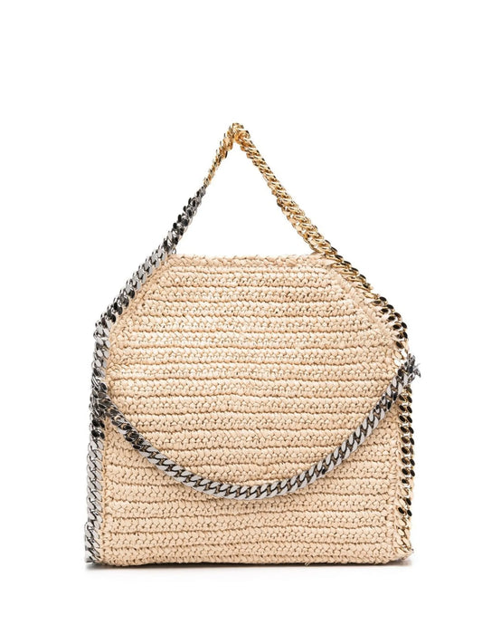 Falabella raffia foldover tote bag