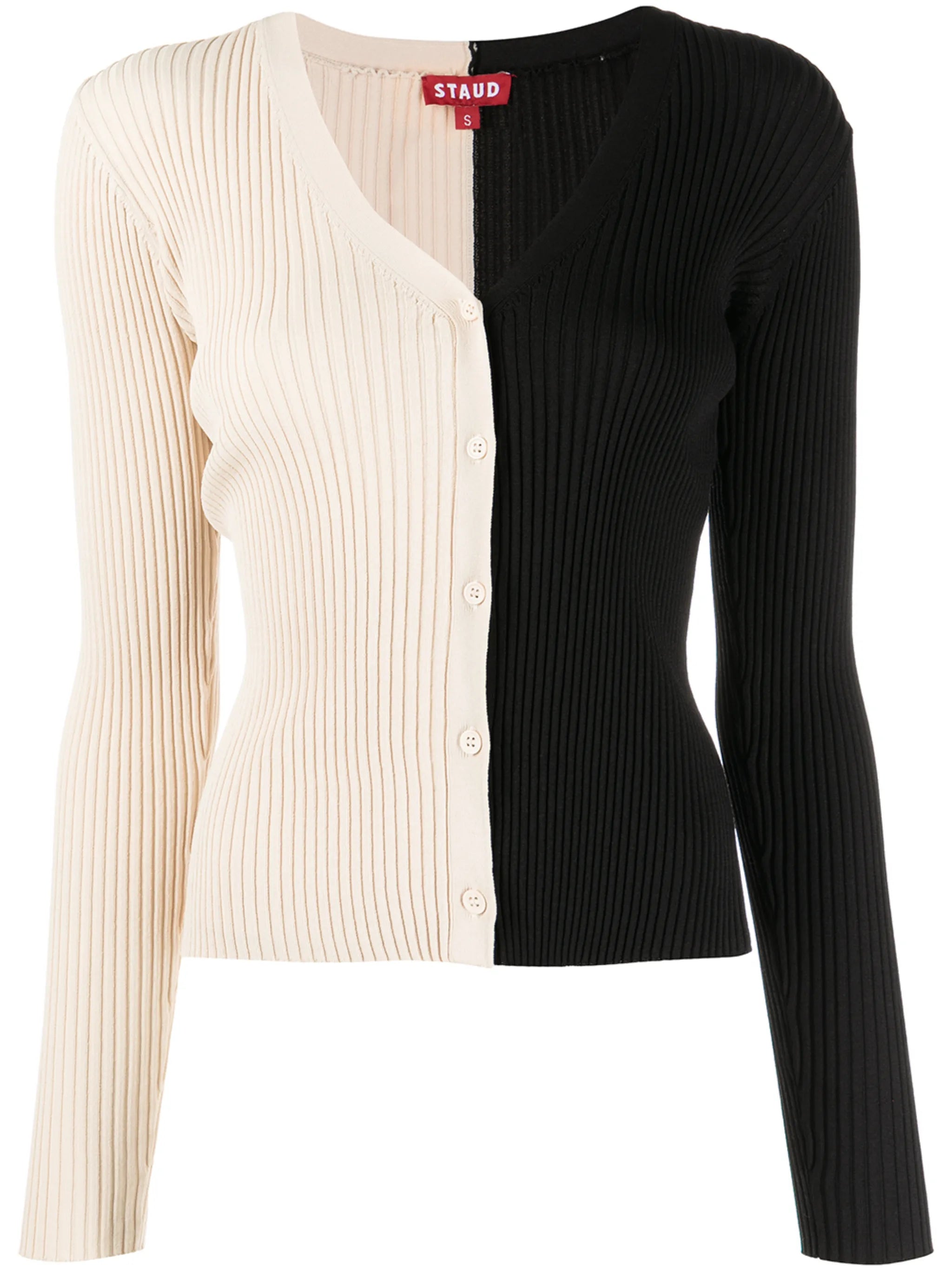 two-tone long-sleeve cardigan