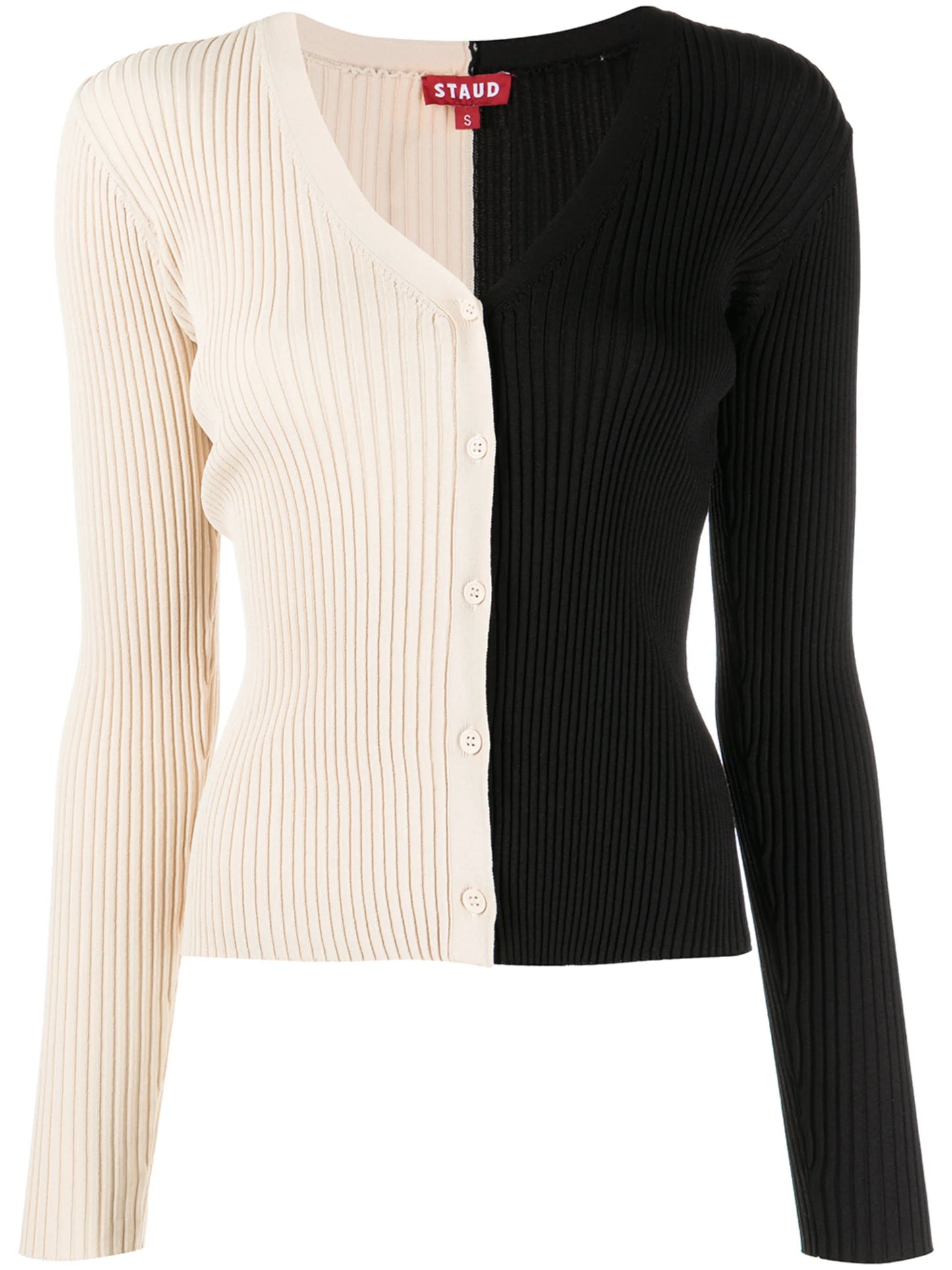 two-tone long-sleeve cardigan
