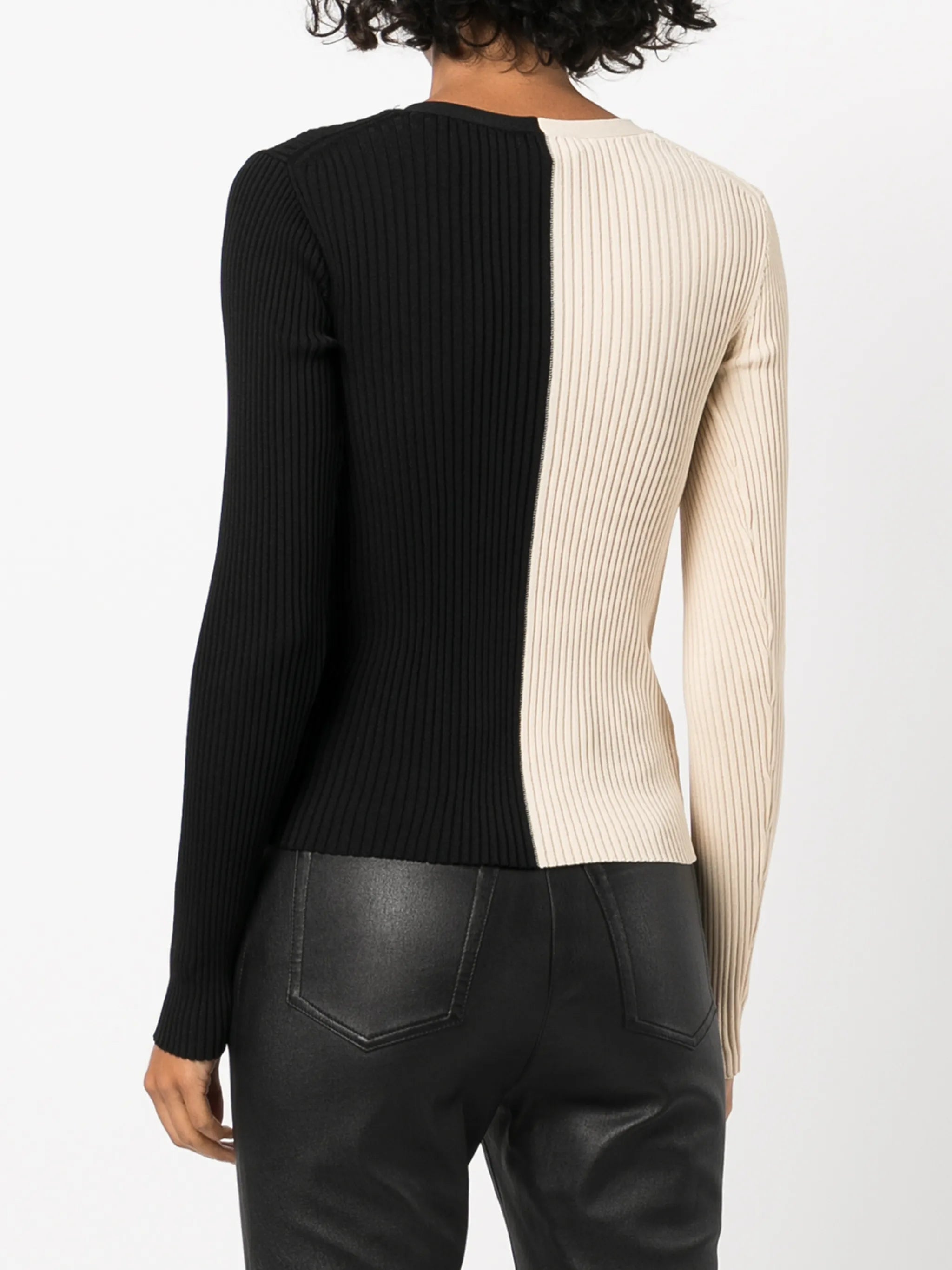 two-tone long-sleeve cardigan