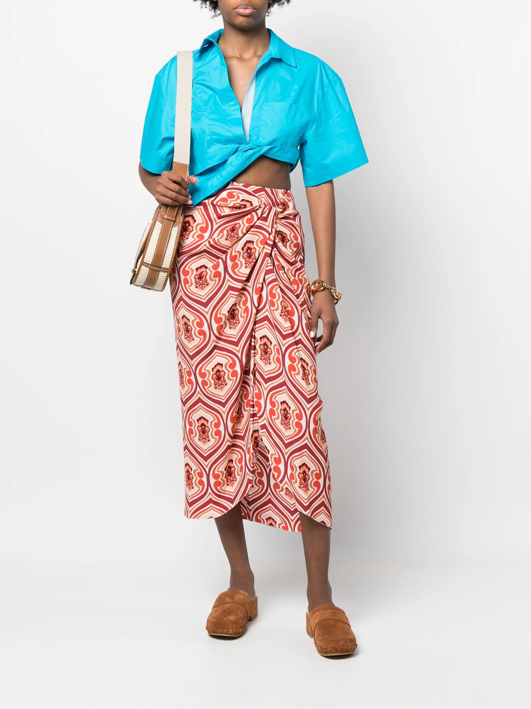 graphic-print sarong skirt