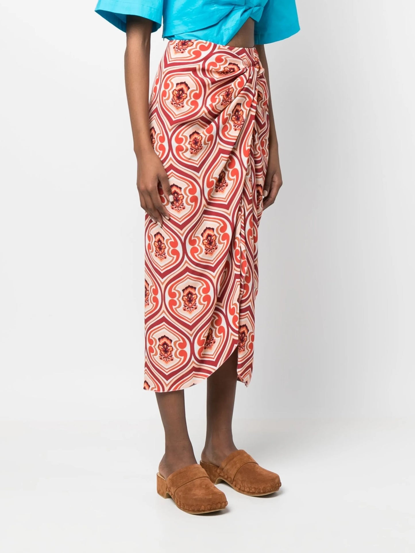 graphic-print sarong skirt