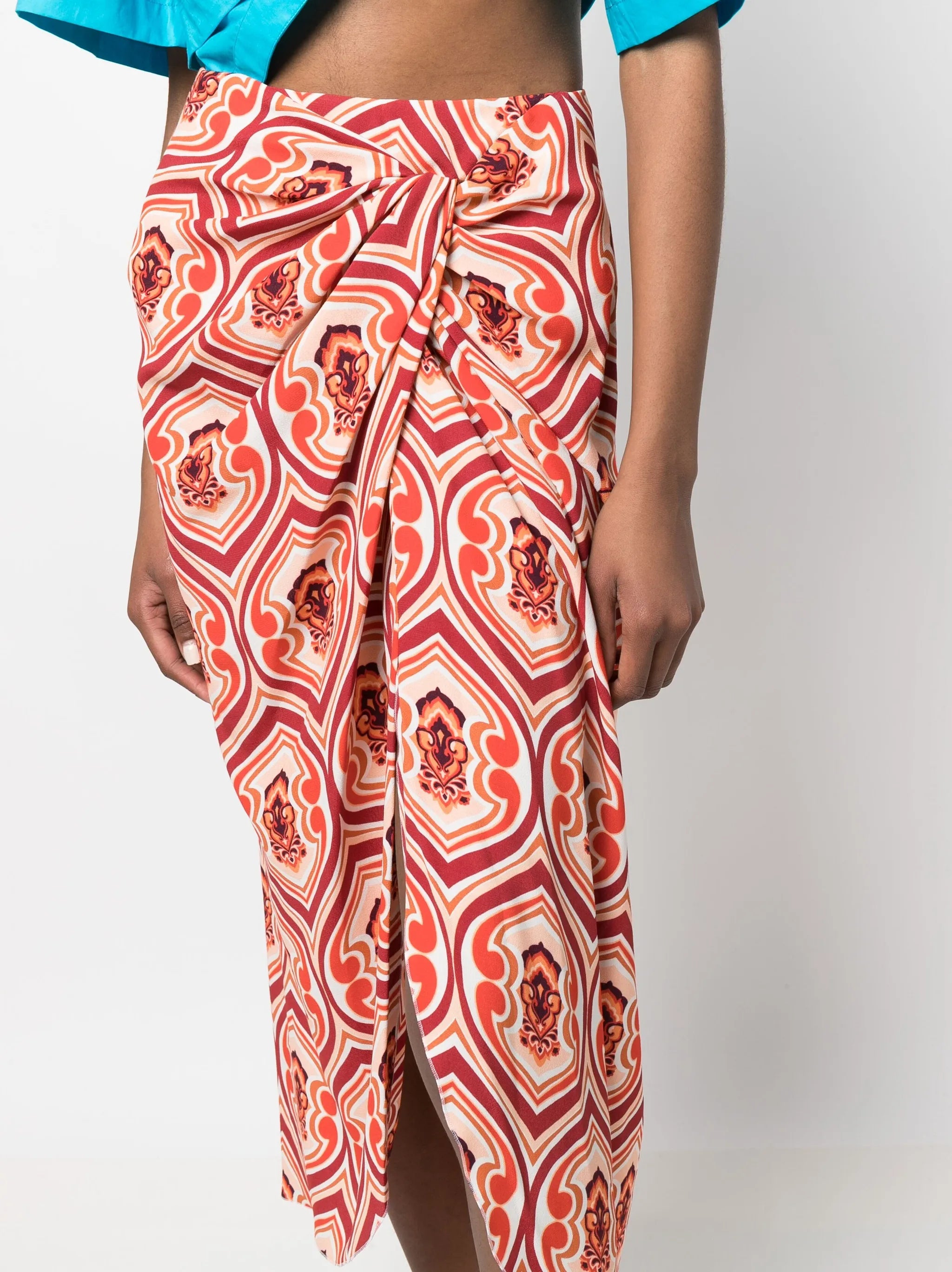 graphic-print sarong skirt