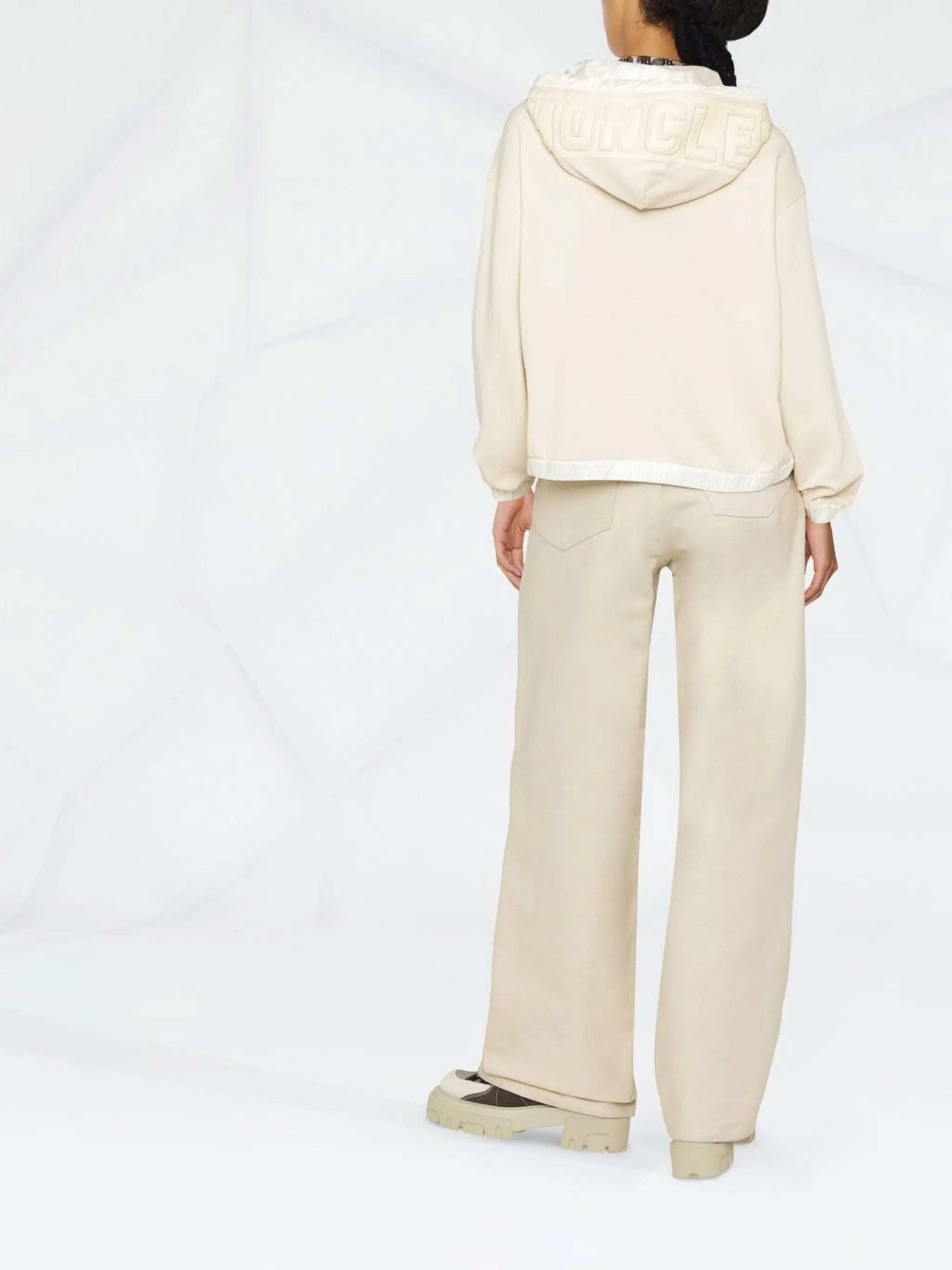 contrast-trim zip-front hooded jacket