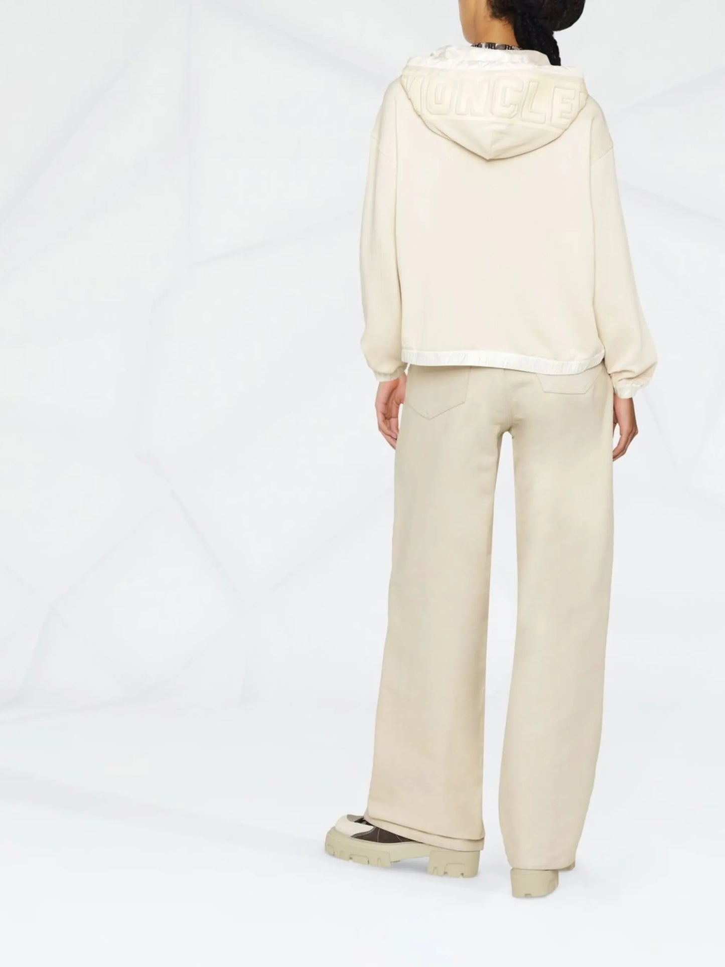 contrast-trim zip-front hooded jacket