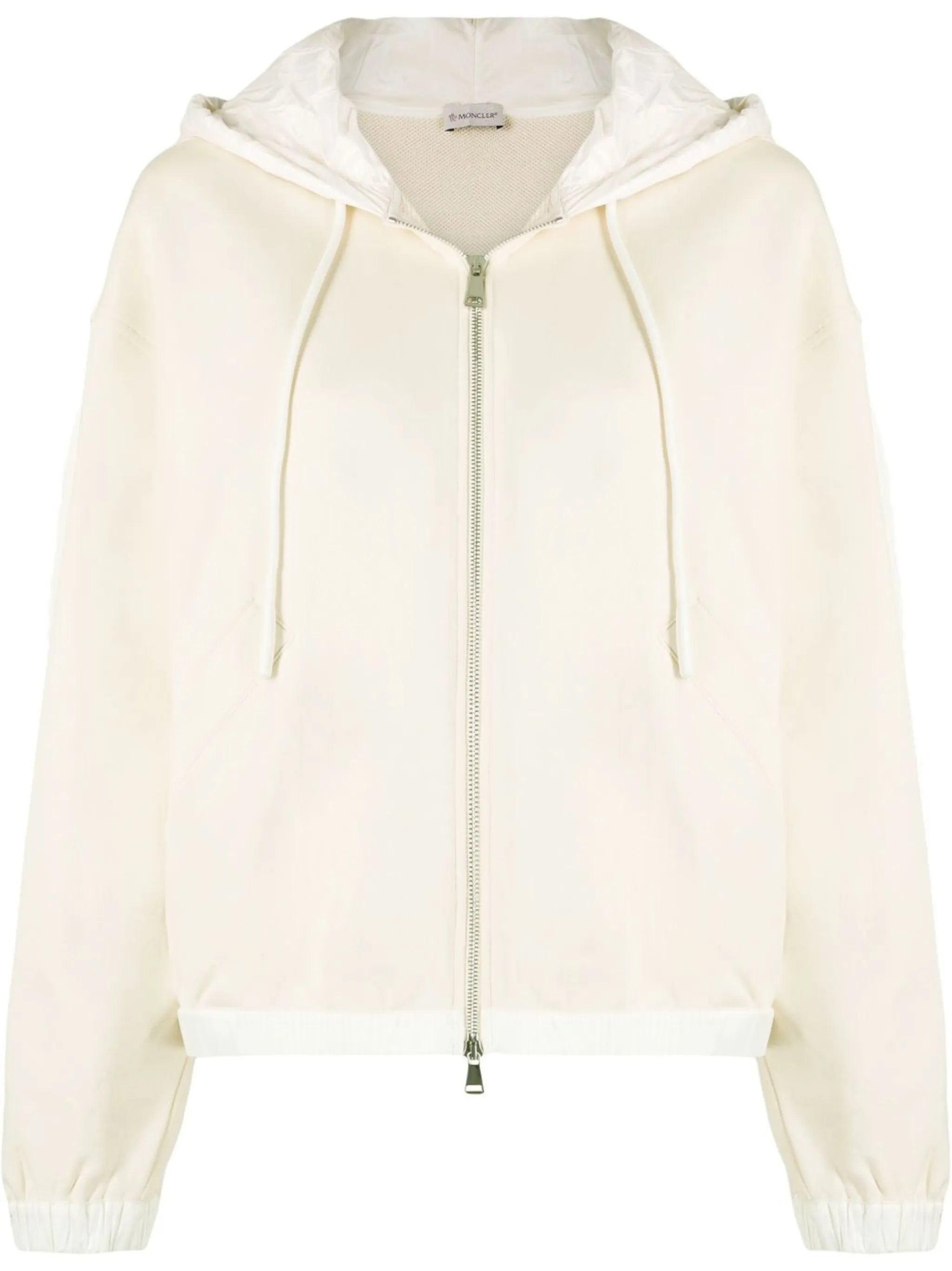 contrast-trim zip-front hooded jacket