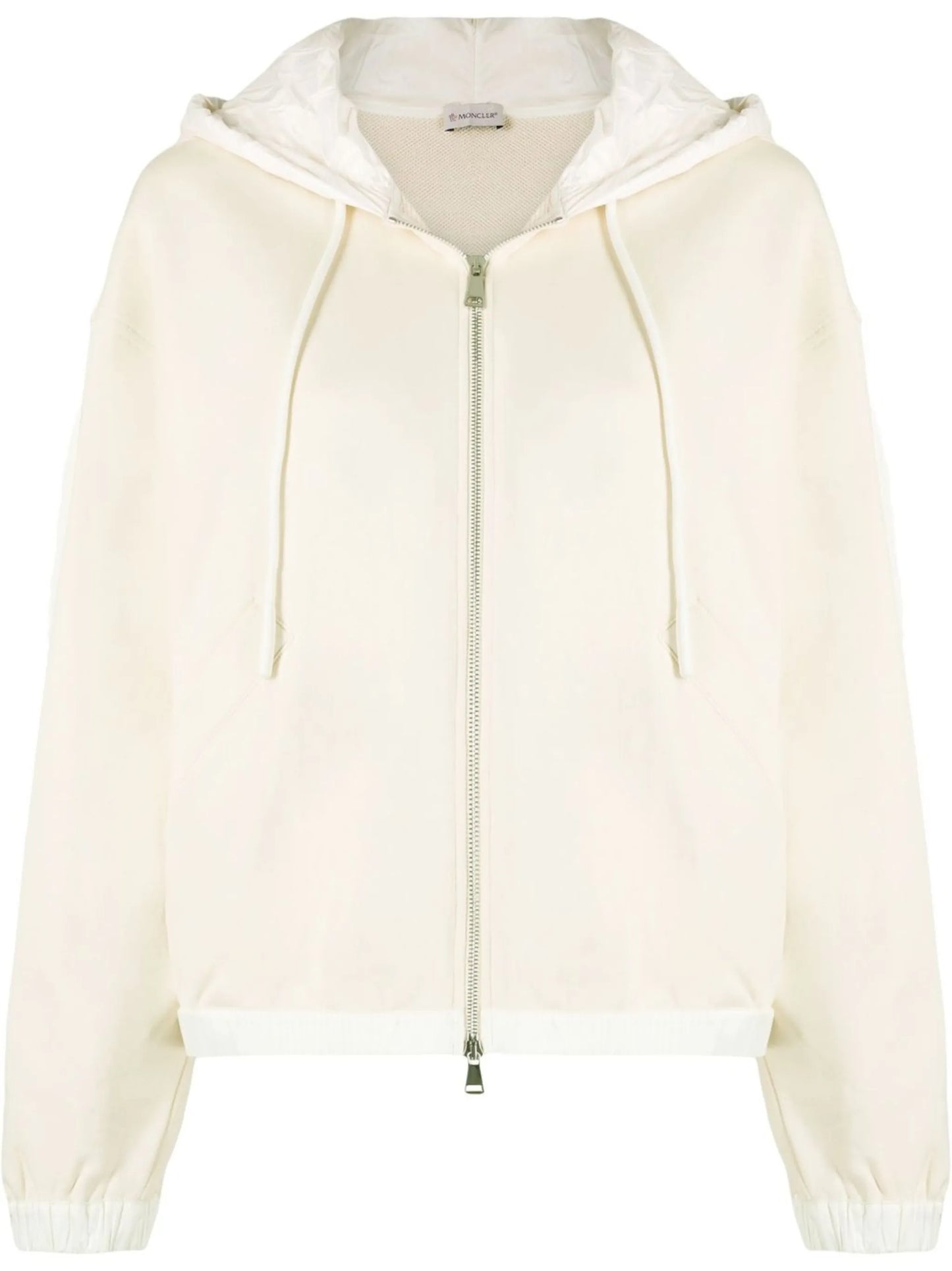 contrast-trim zip-front hooded jacket