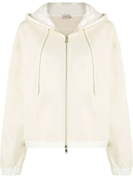 contrast-trim zip-front hooded jacket