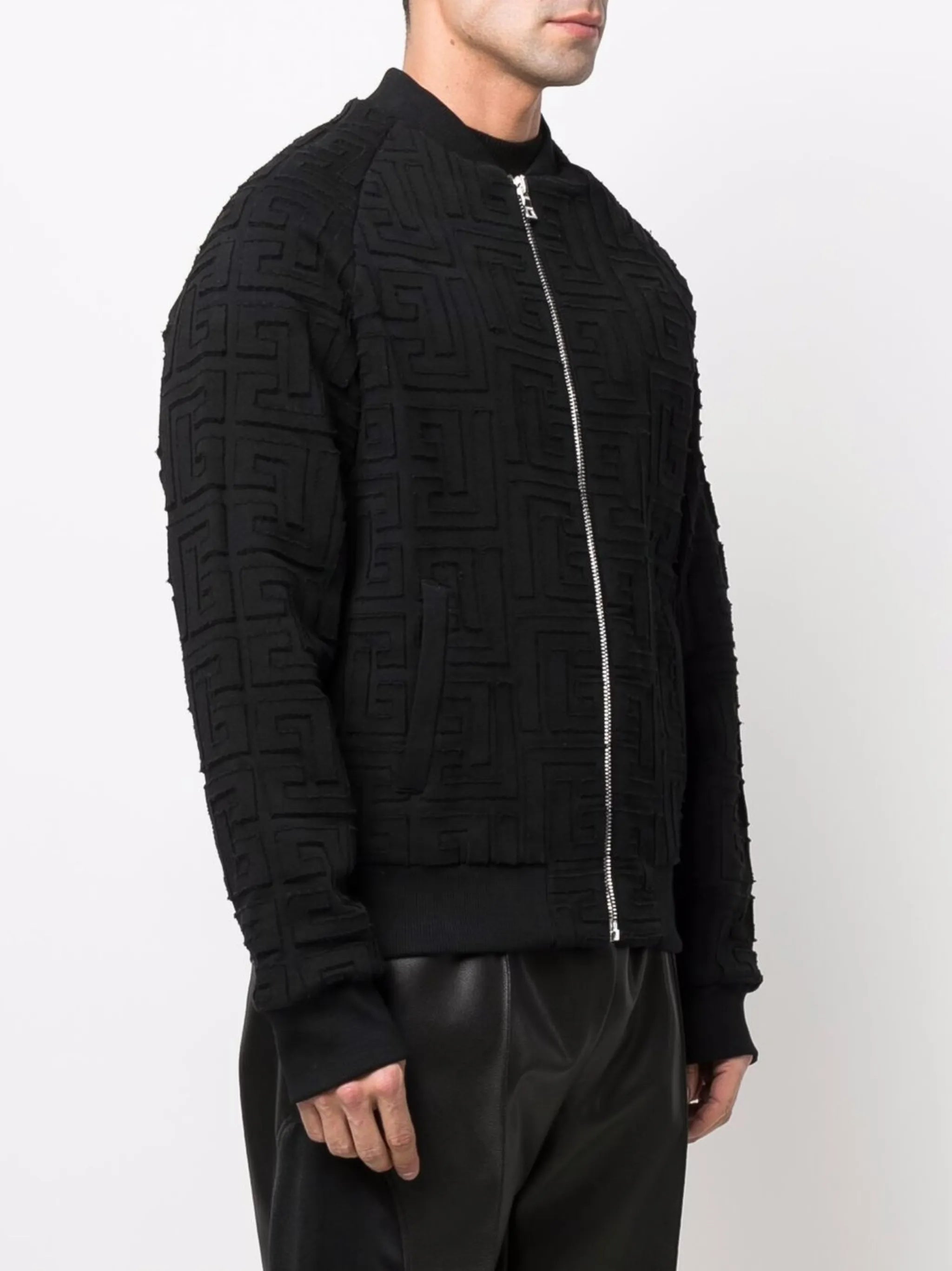monogram-print zip-up bomber jacket