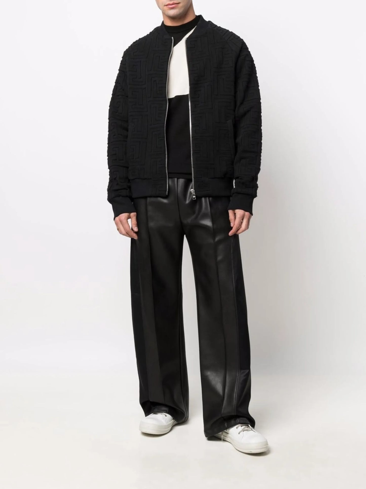 monogram-print zip-up bomber jacket