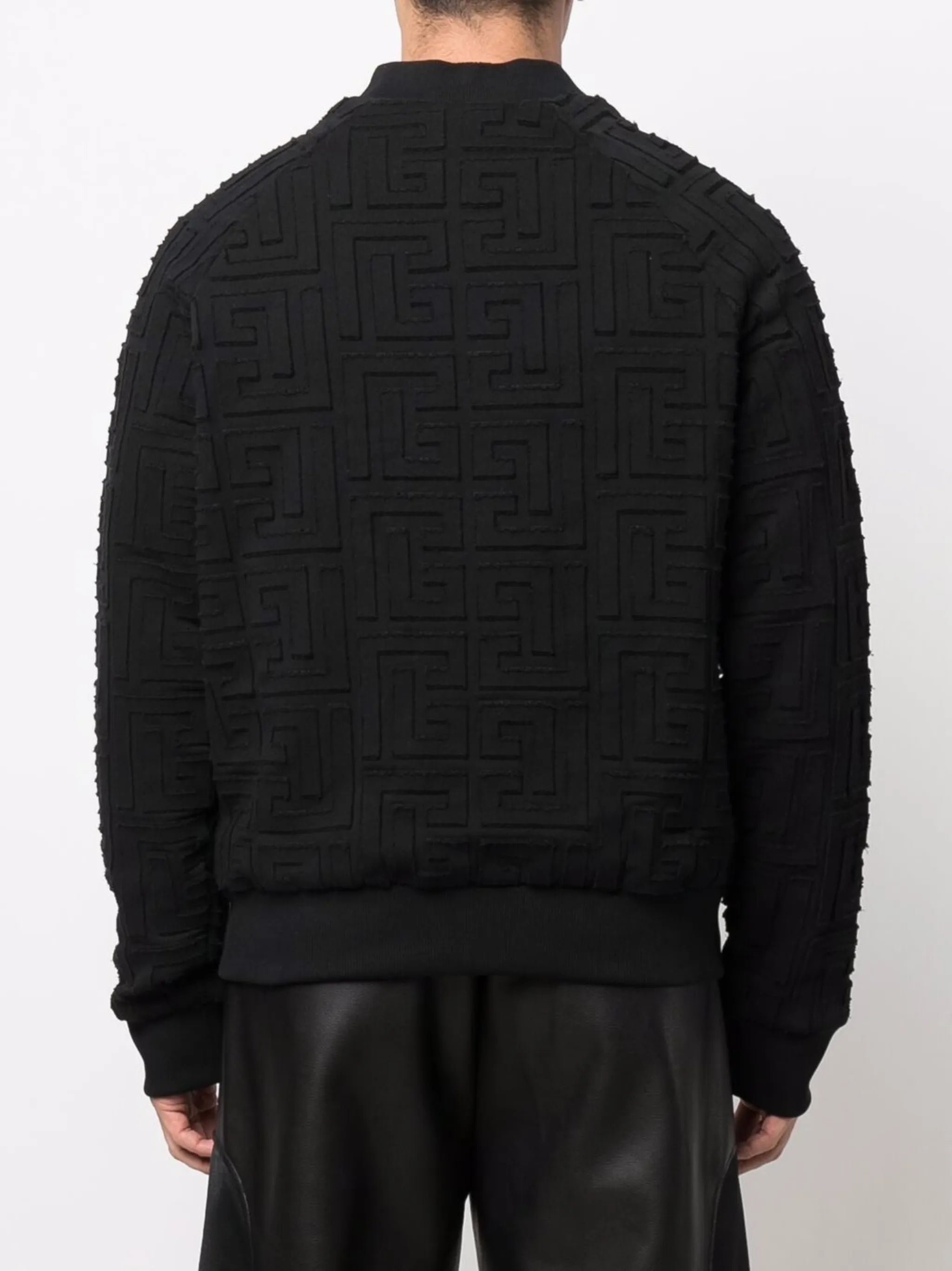 monogram-print zip-up bomber jacket