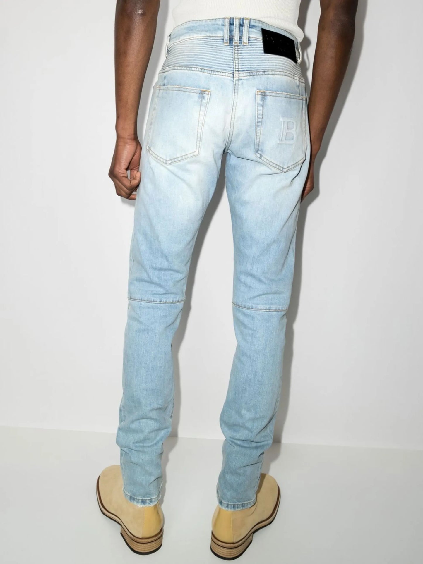 ribbed skinny-cut jeans