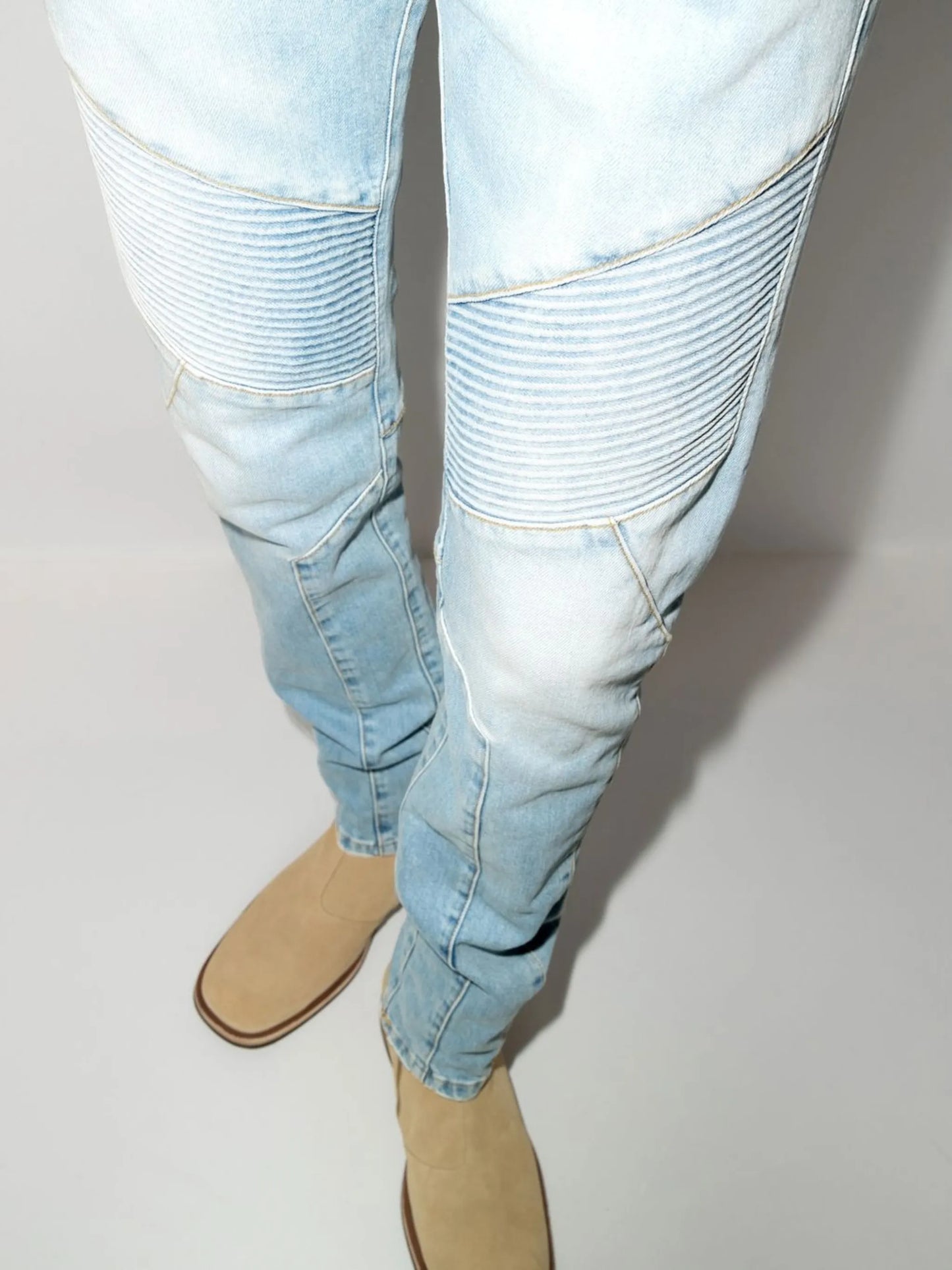 ribbed skinny-cut jeans
