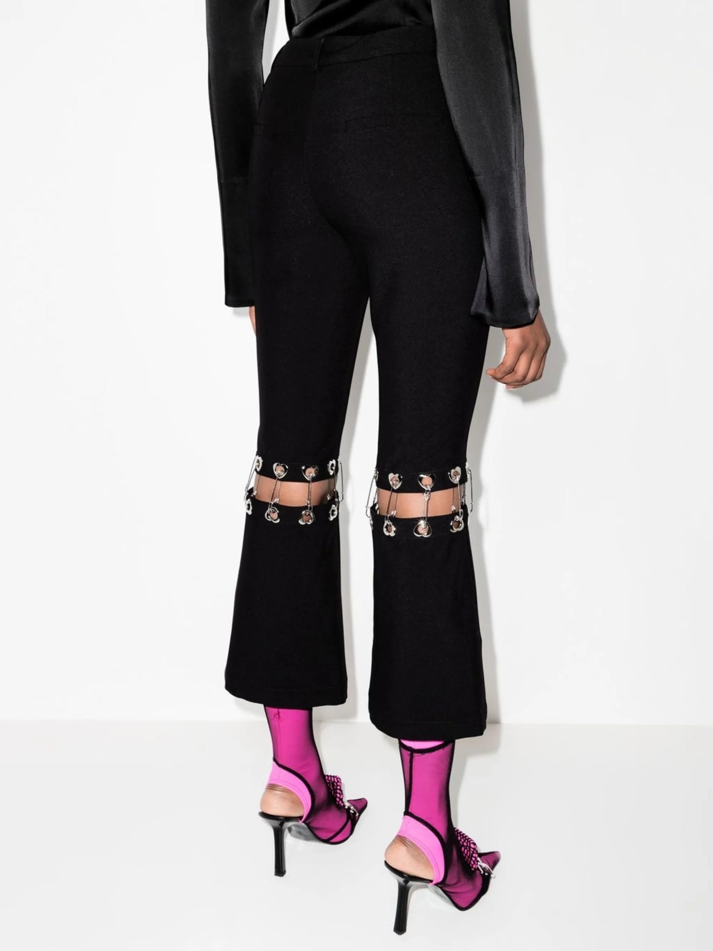 safety pin-detail cropped trousers