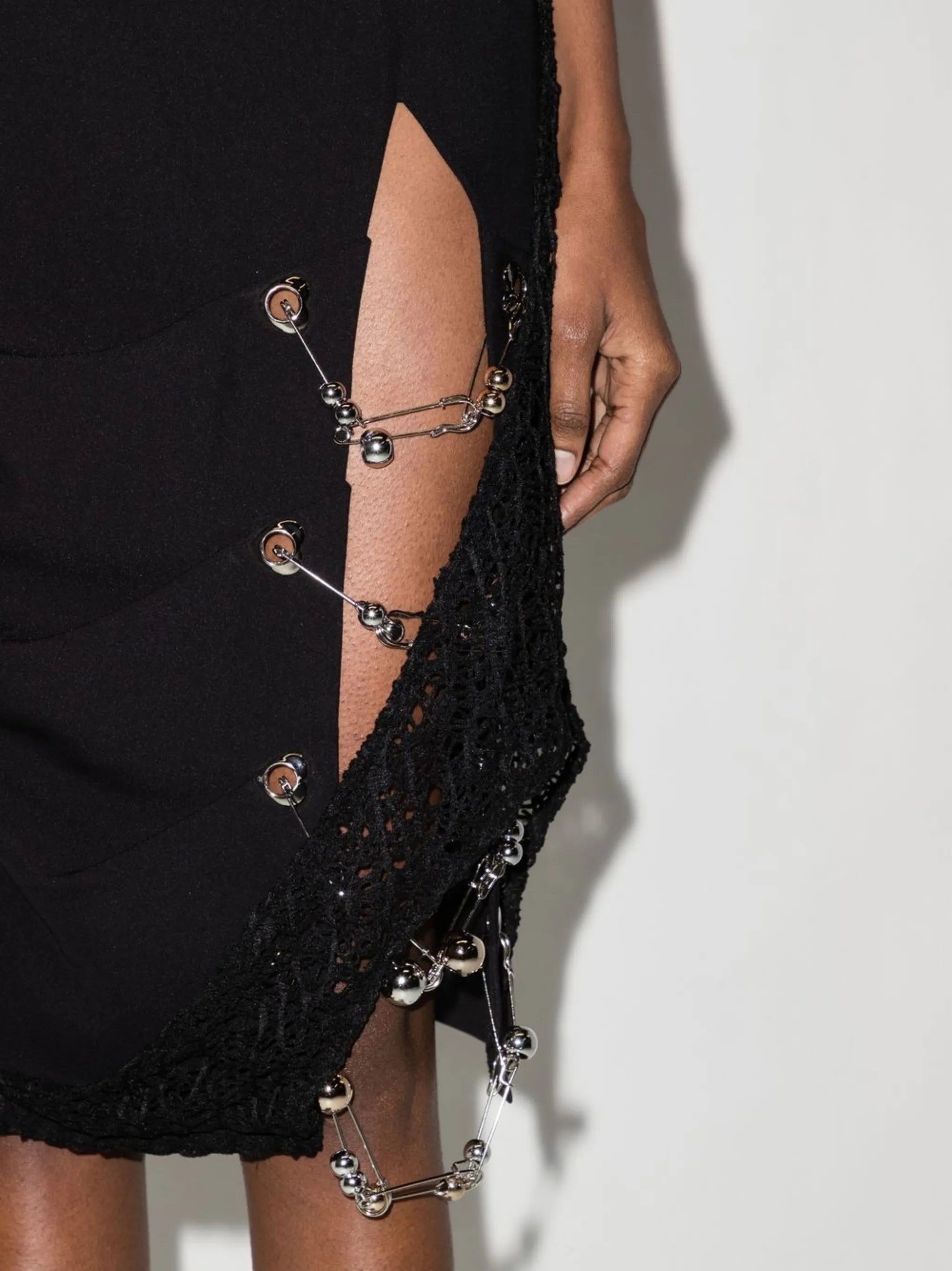 safety pin-detail midi skirt