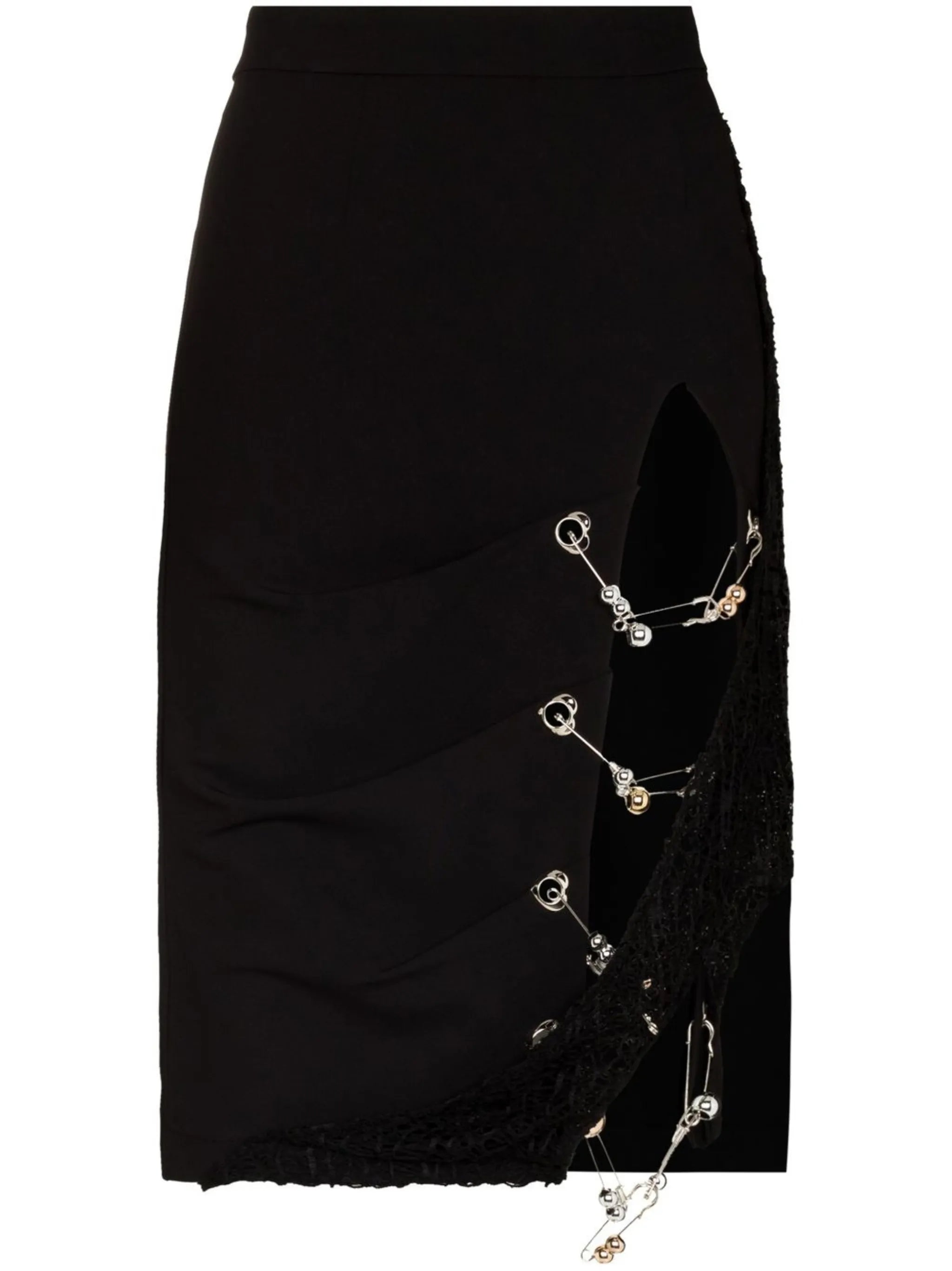 safety pin-detail midi skirt