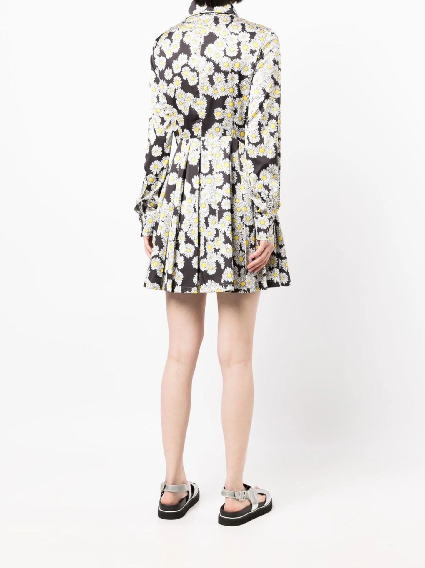 daisy-print pleated shirt dress