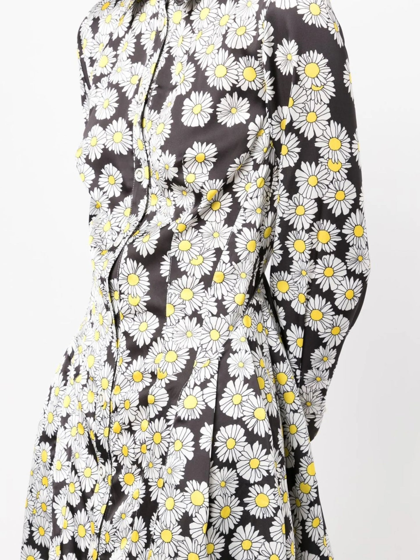 daisy-print pleated shirt dress