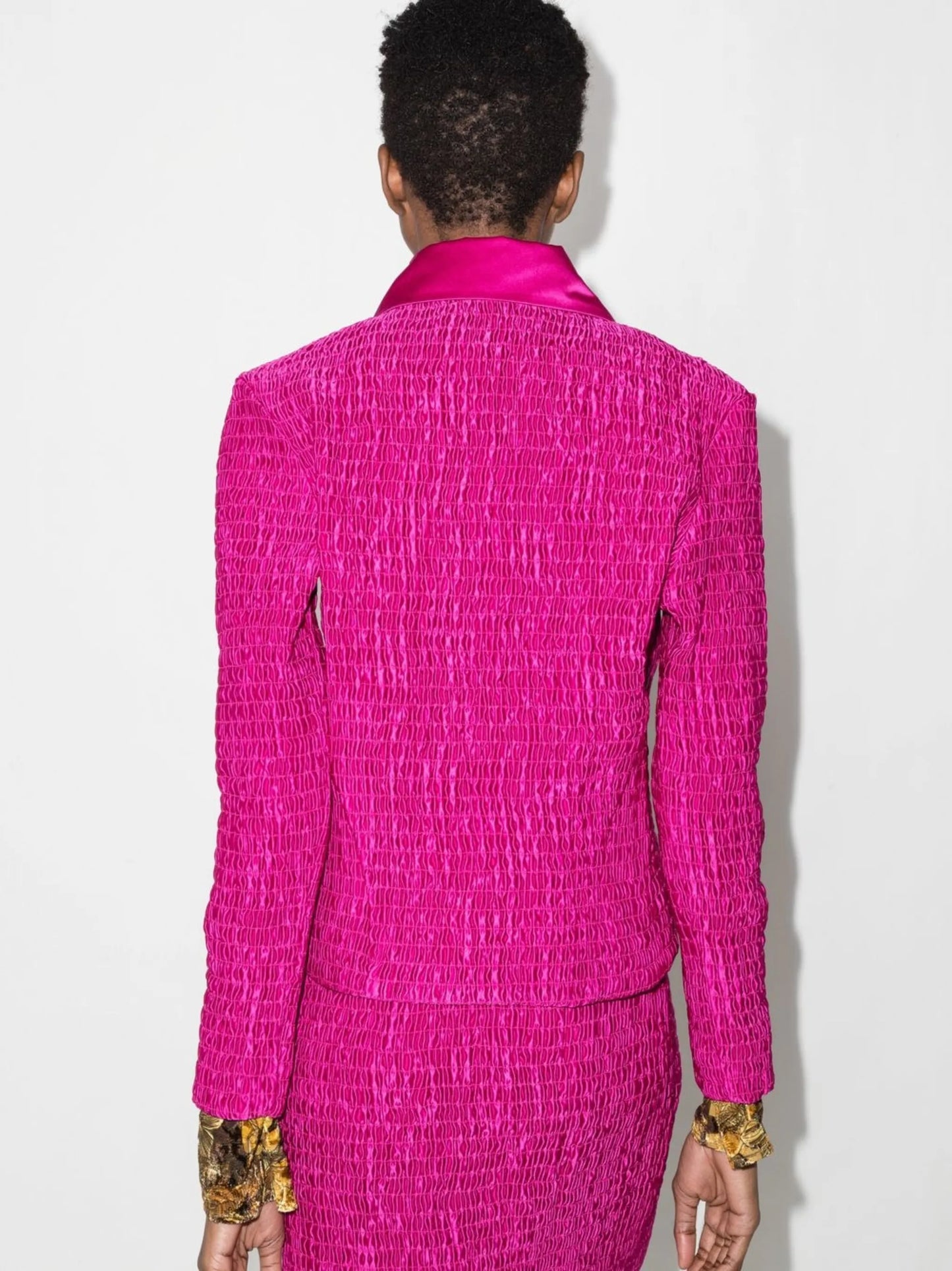 zip-up ruched shirt jacket