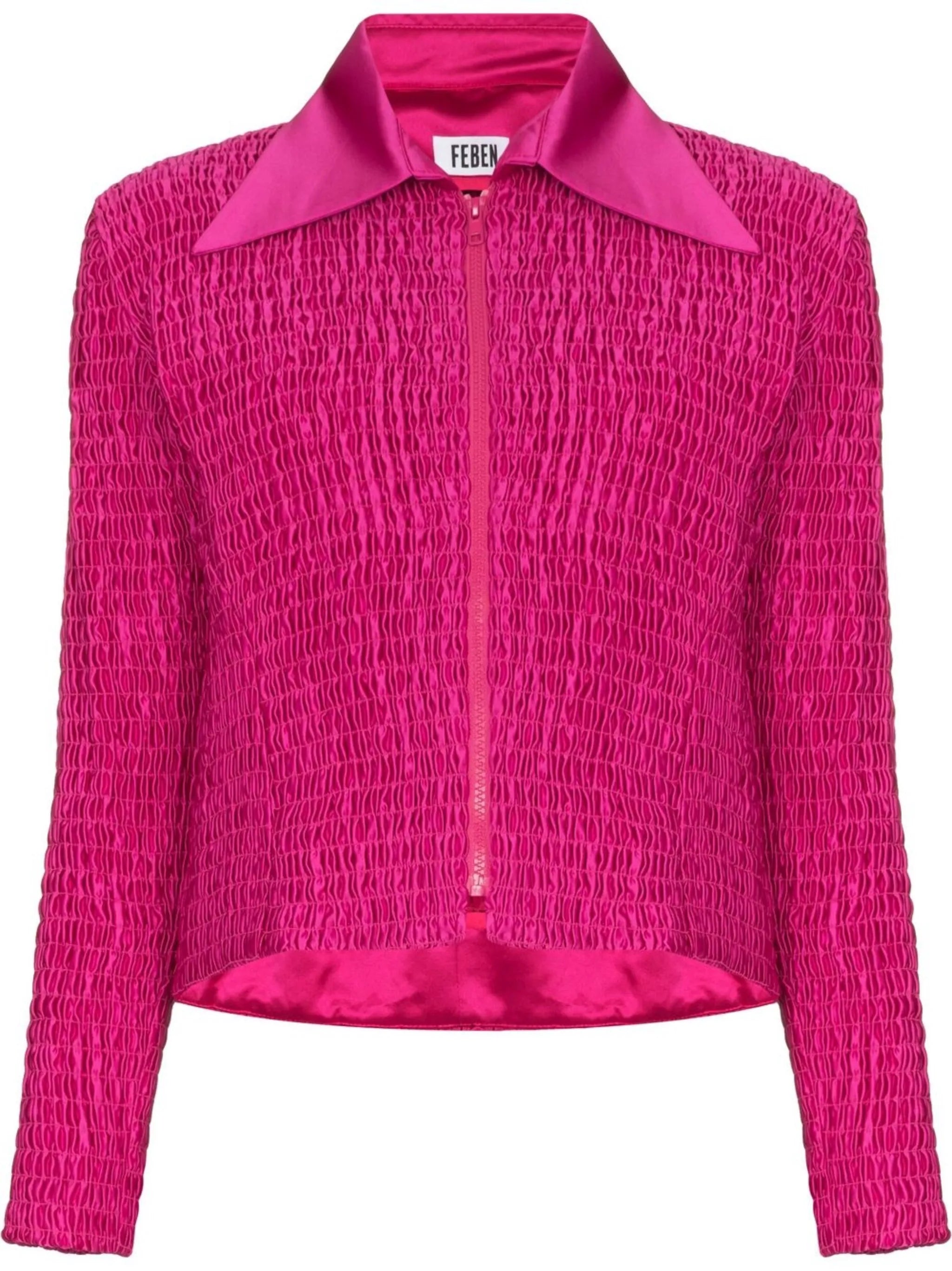 zip-up ruched shirt jacket