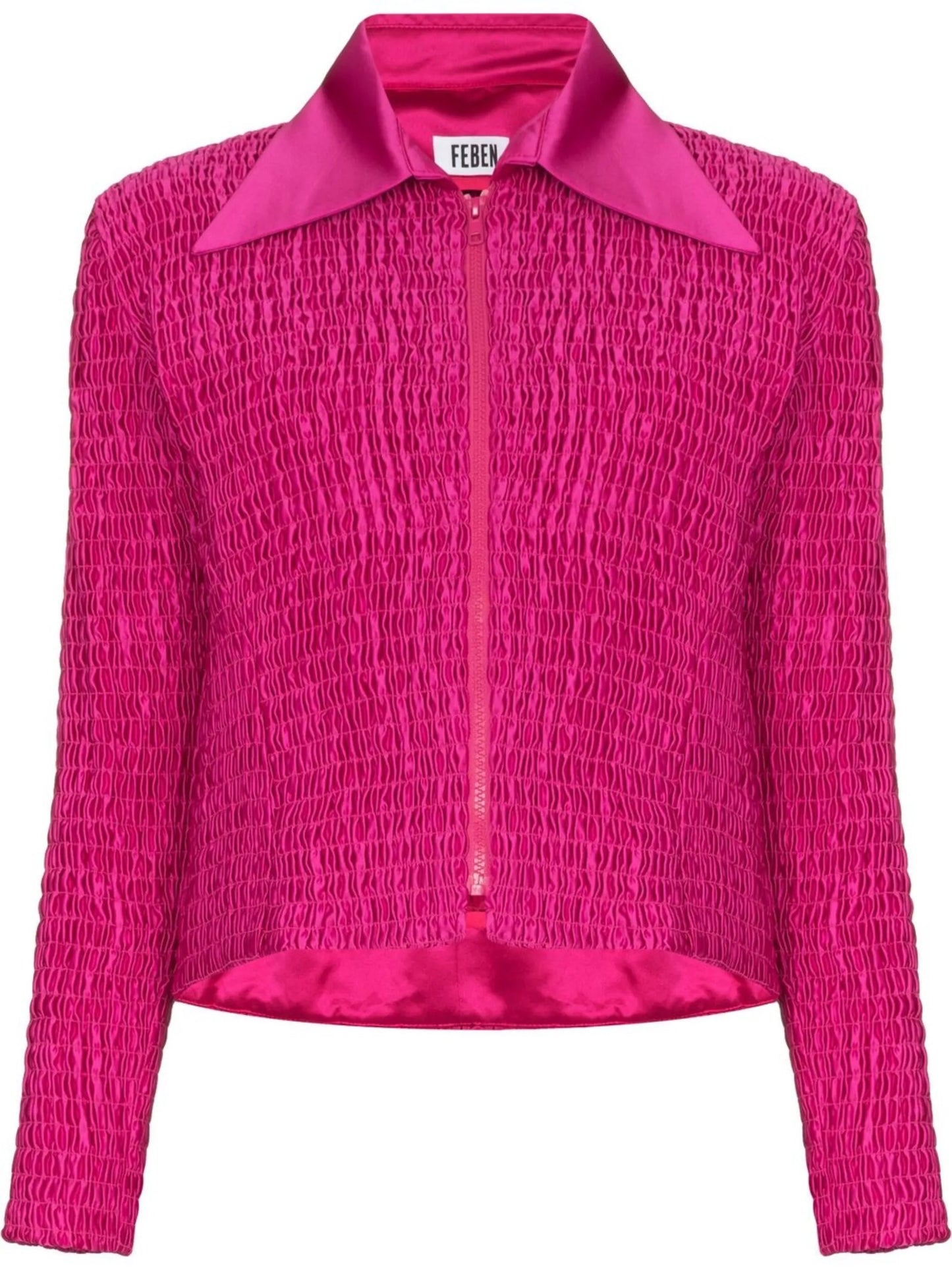 zip-up ruched shirt jacket