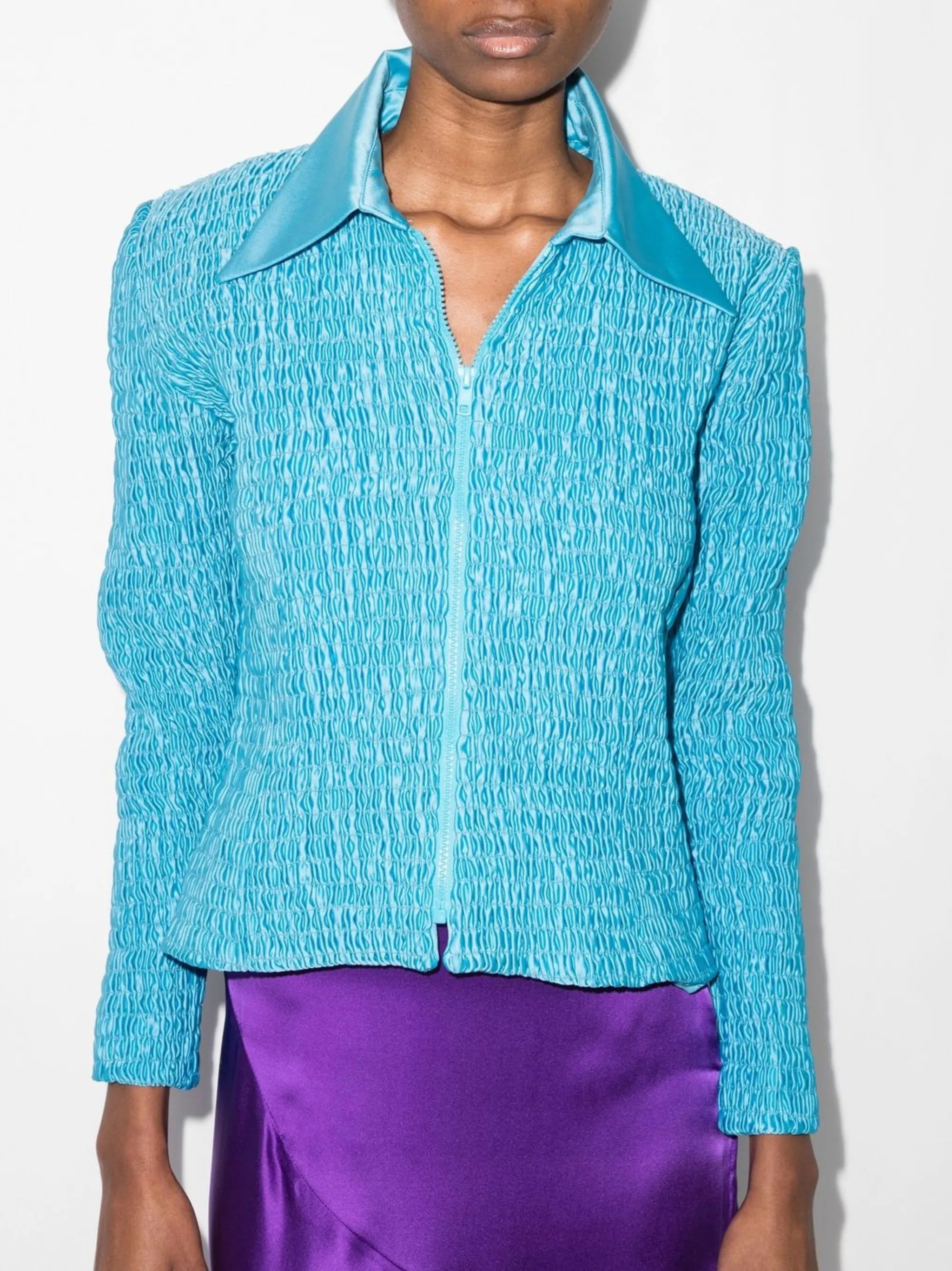 tweed zip-fastening jacket