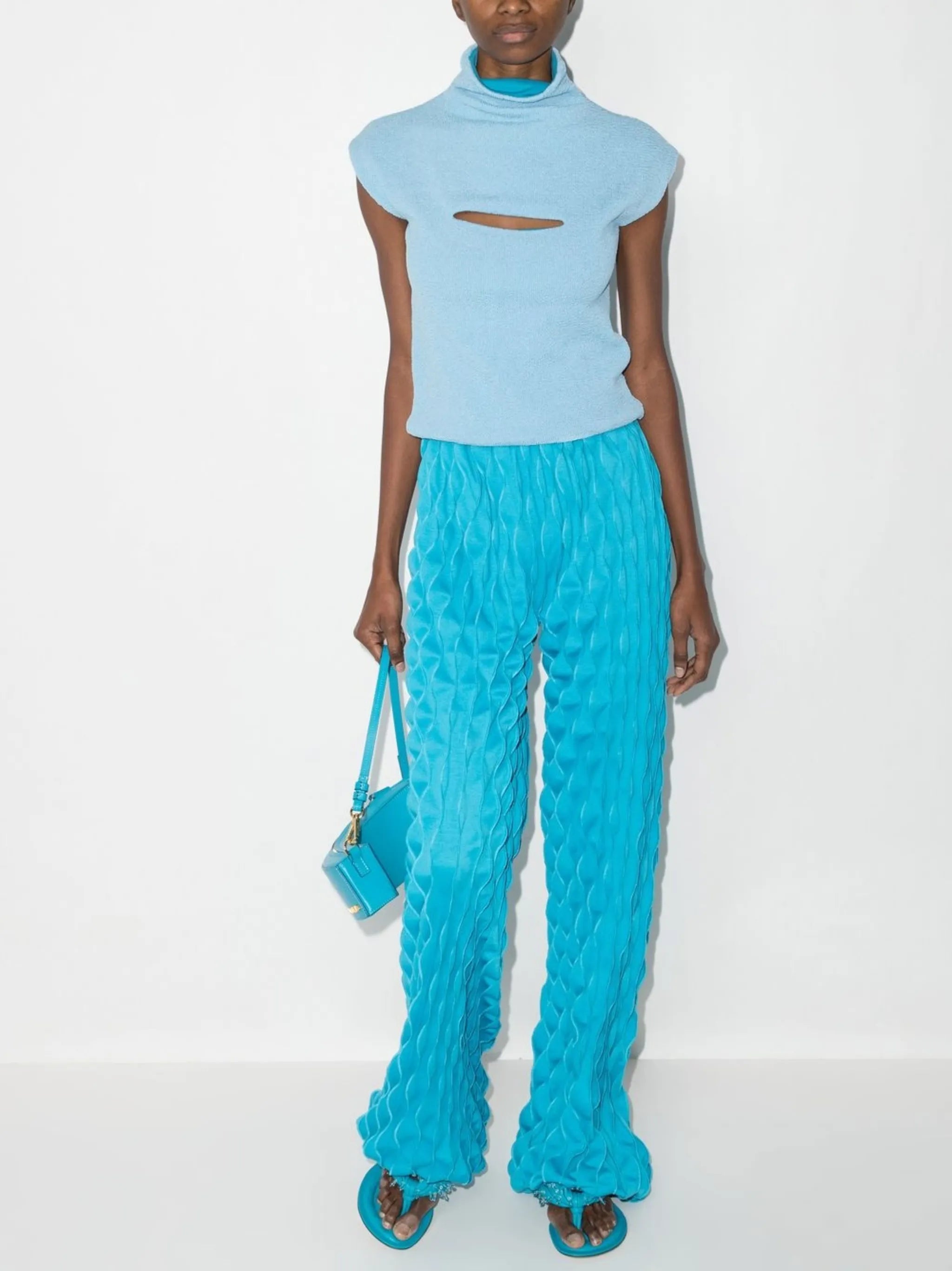cut out-detail roll neck knitted top