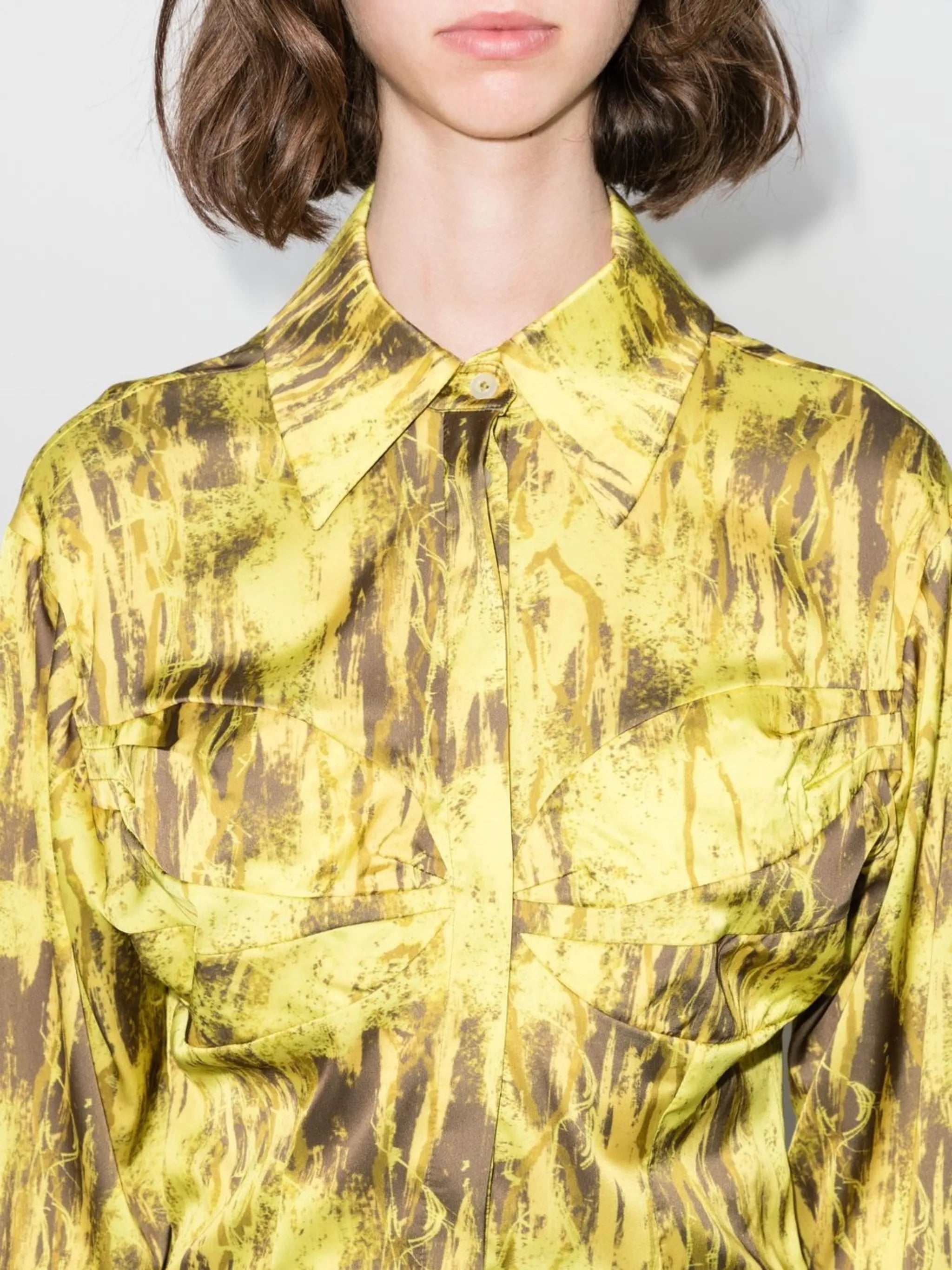 patterned button-up shirt