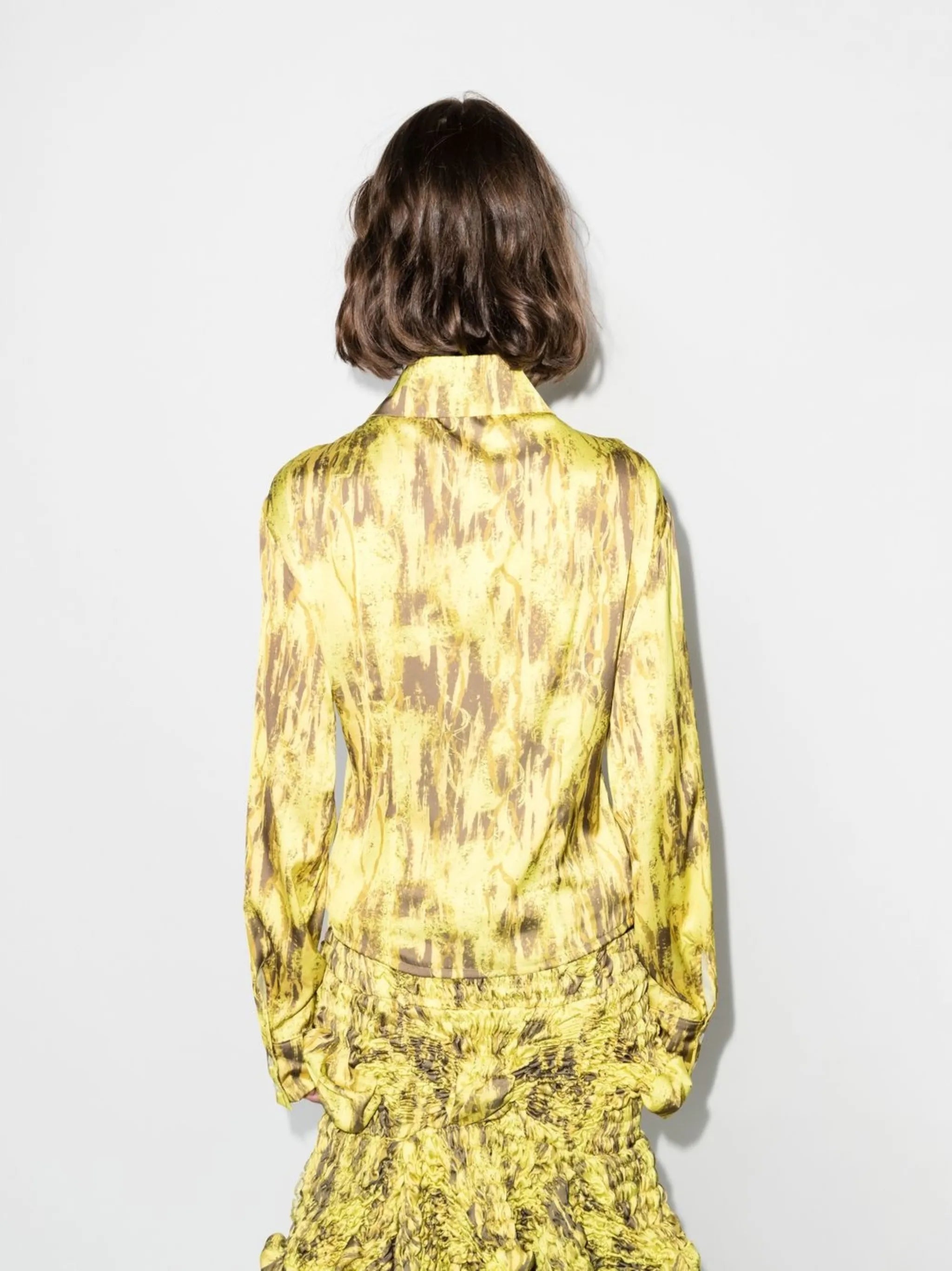 patterned button-up shirt