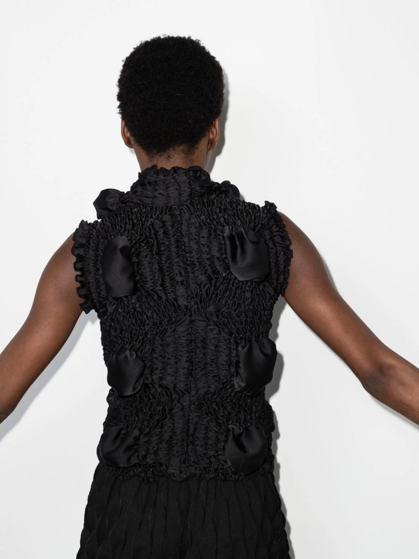 sleeveless textured-finish top