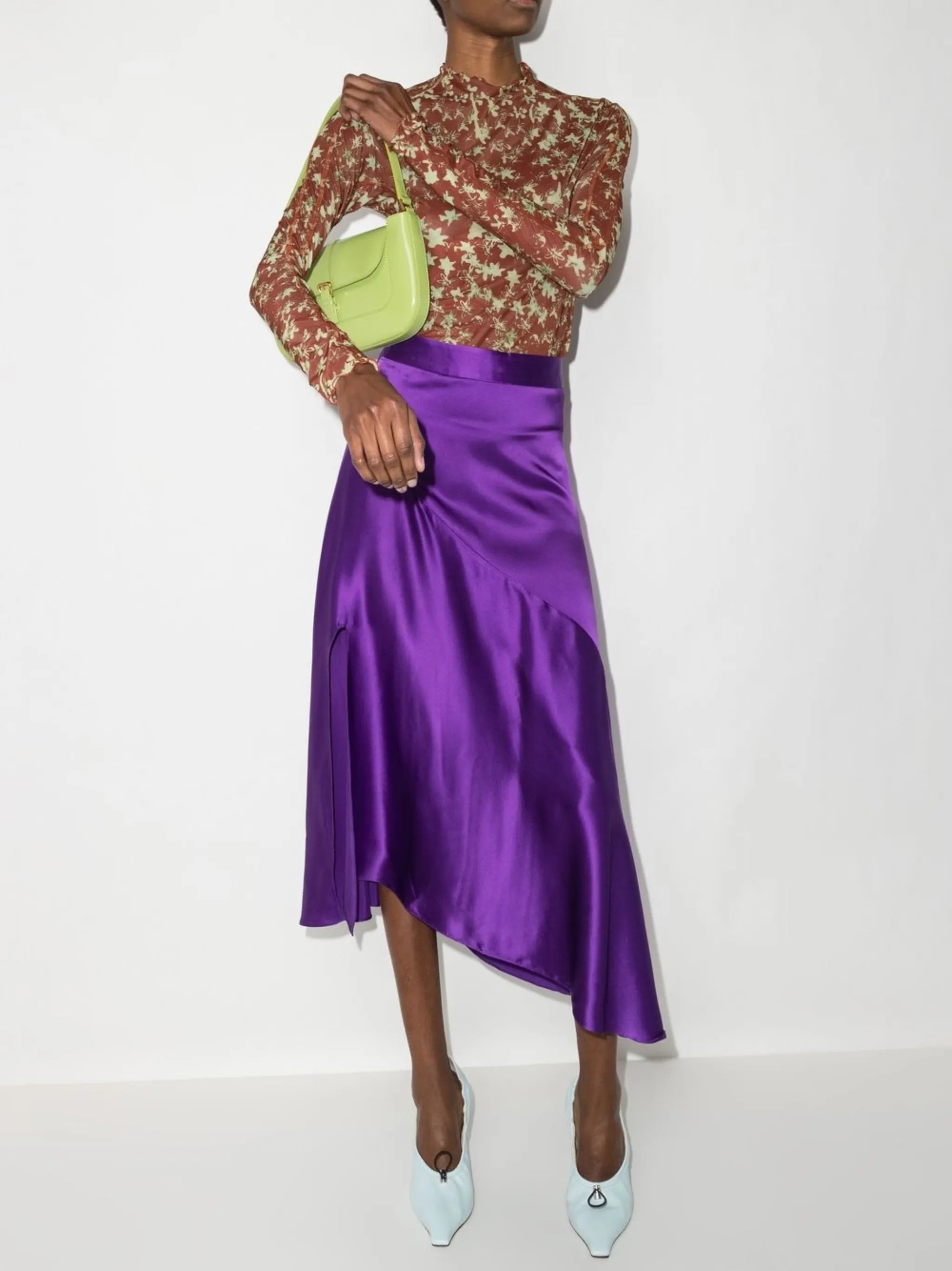 bias-cut slip midi skirt