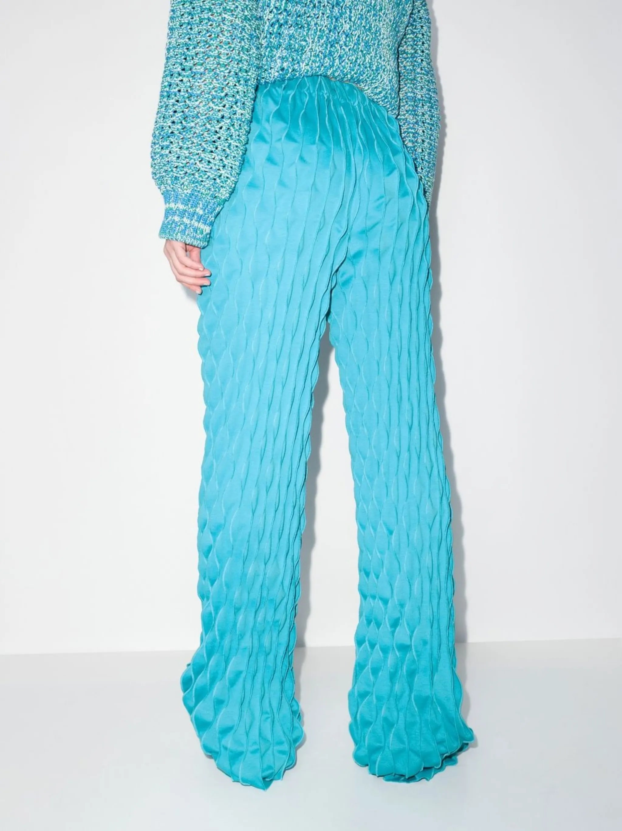ruched straight-leg trousers