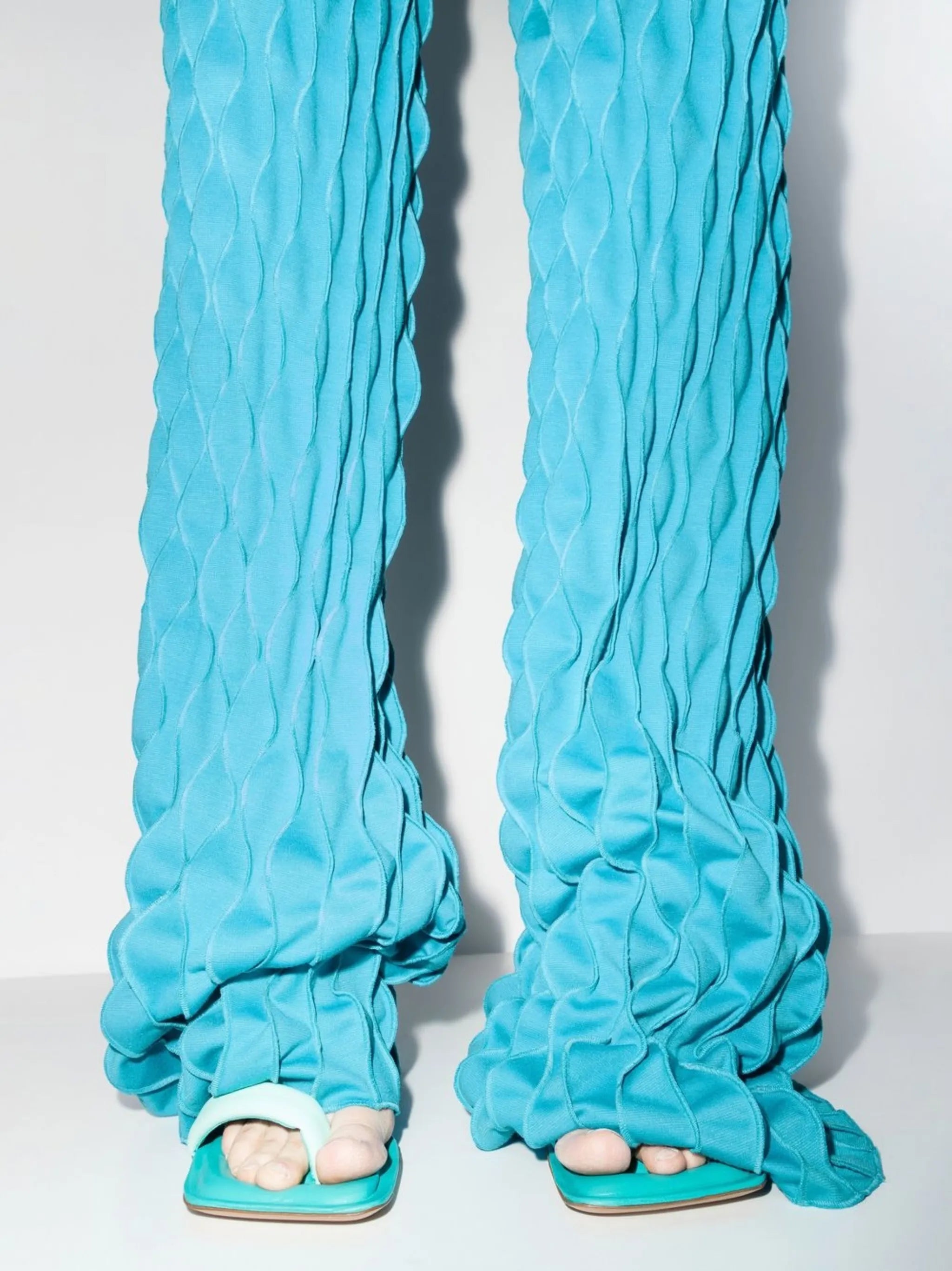 ruched straight-leg trousers