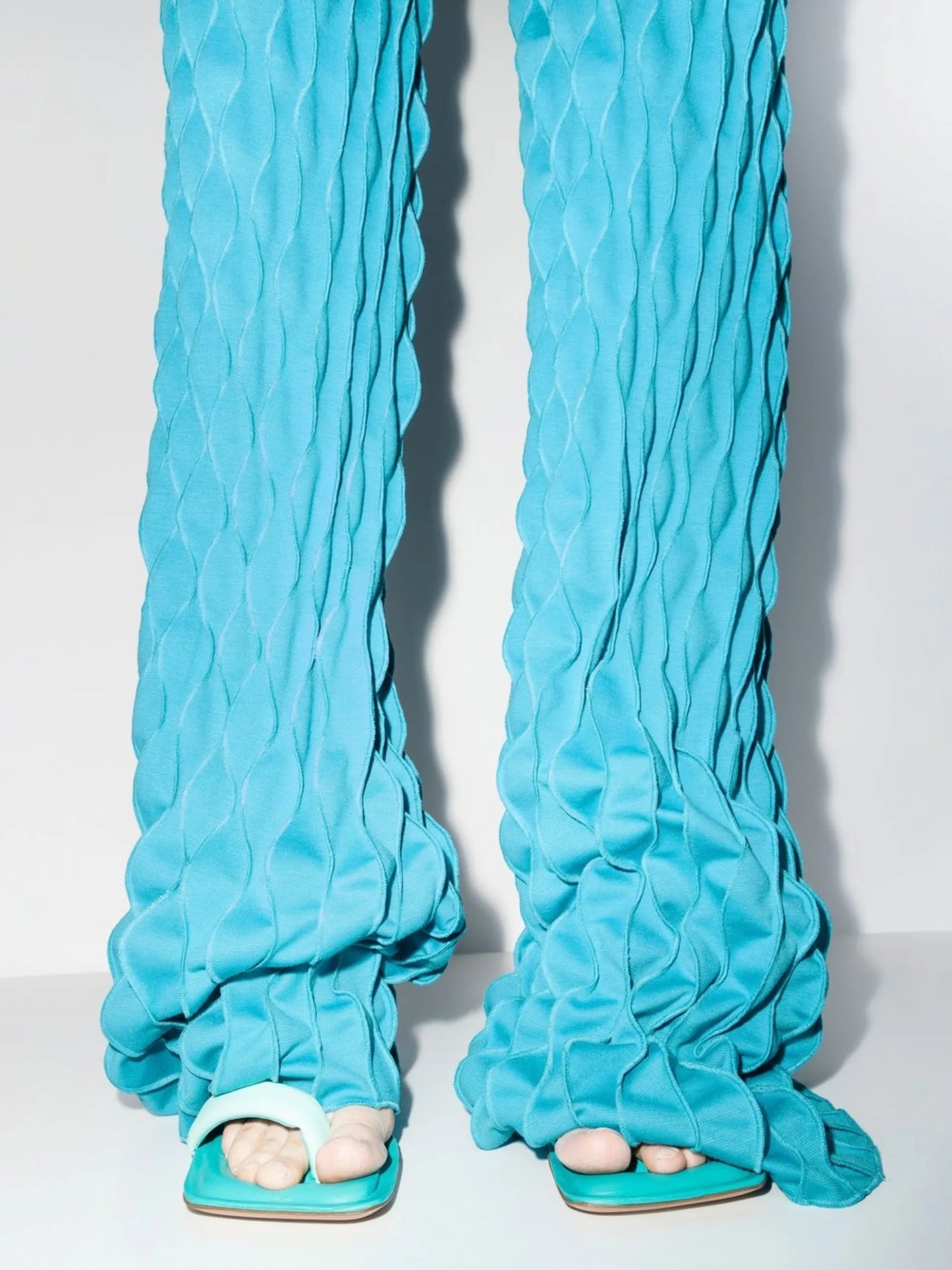 ruched straight-leg trousers