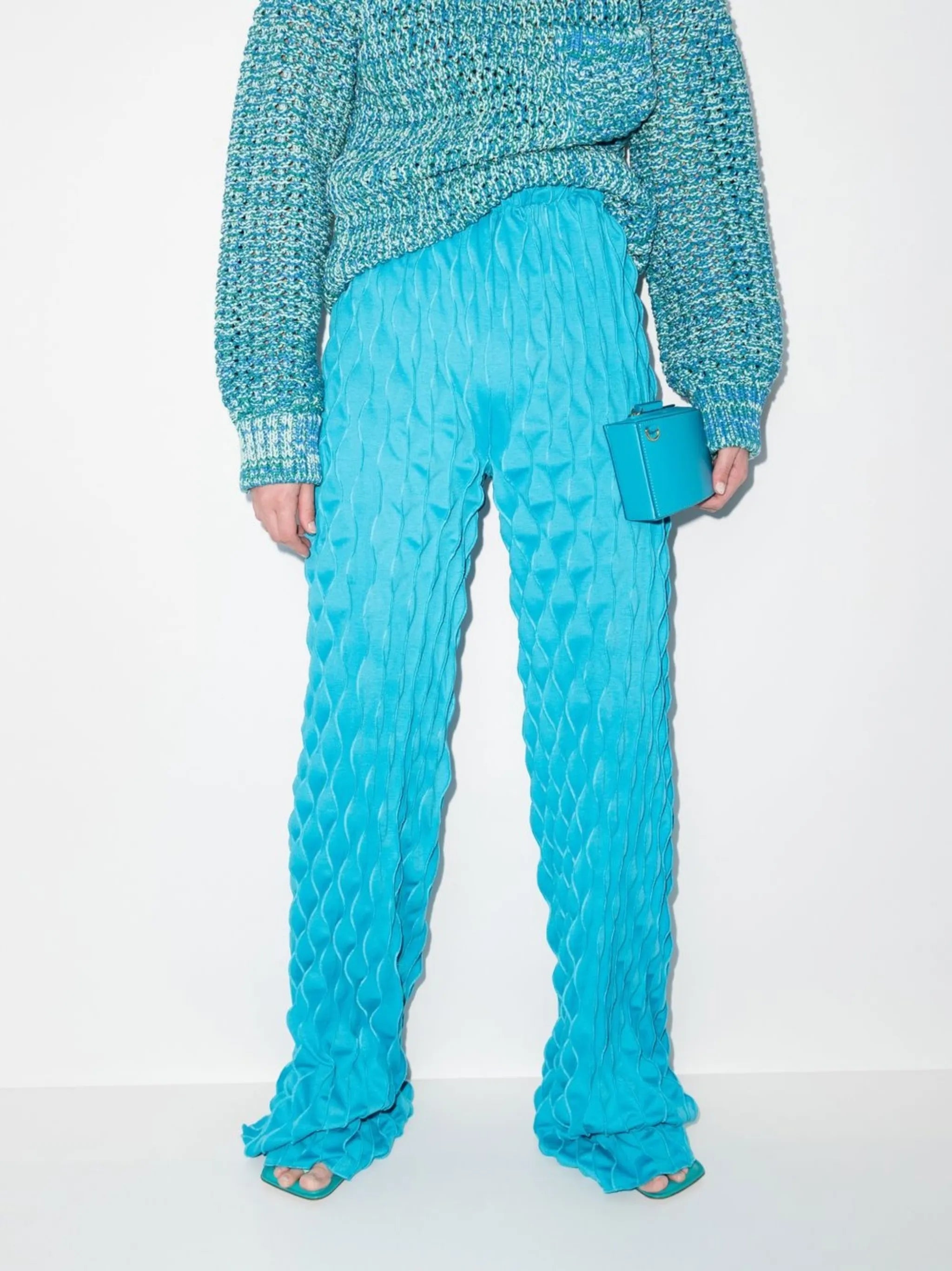 ruched straight-leg trousers