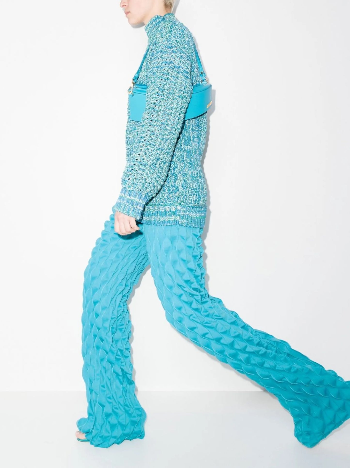 ruched straight-leg trousers