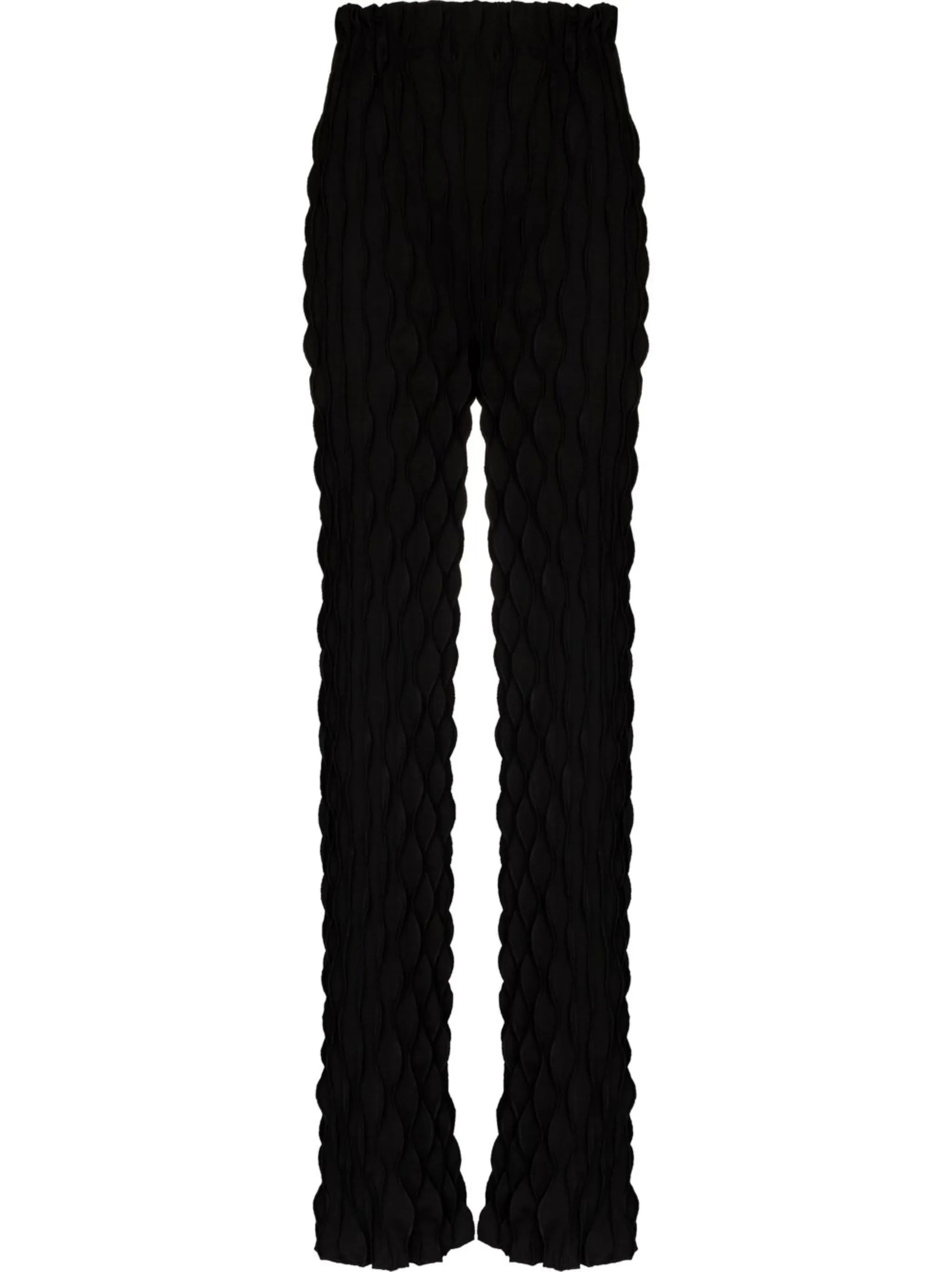 high-waisted textured-finish trousers
