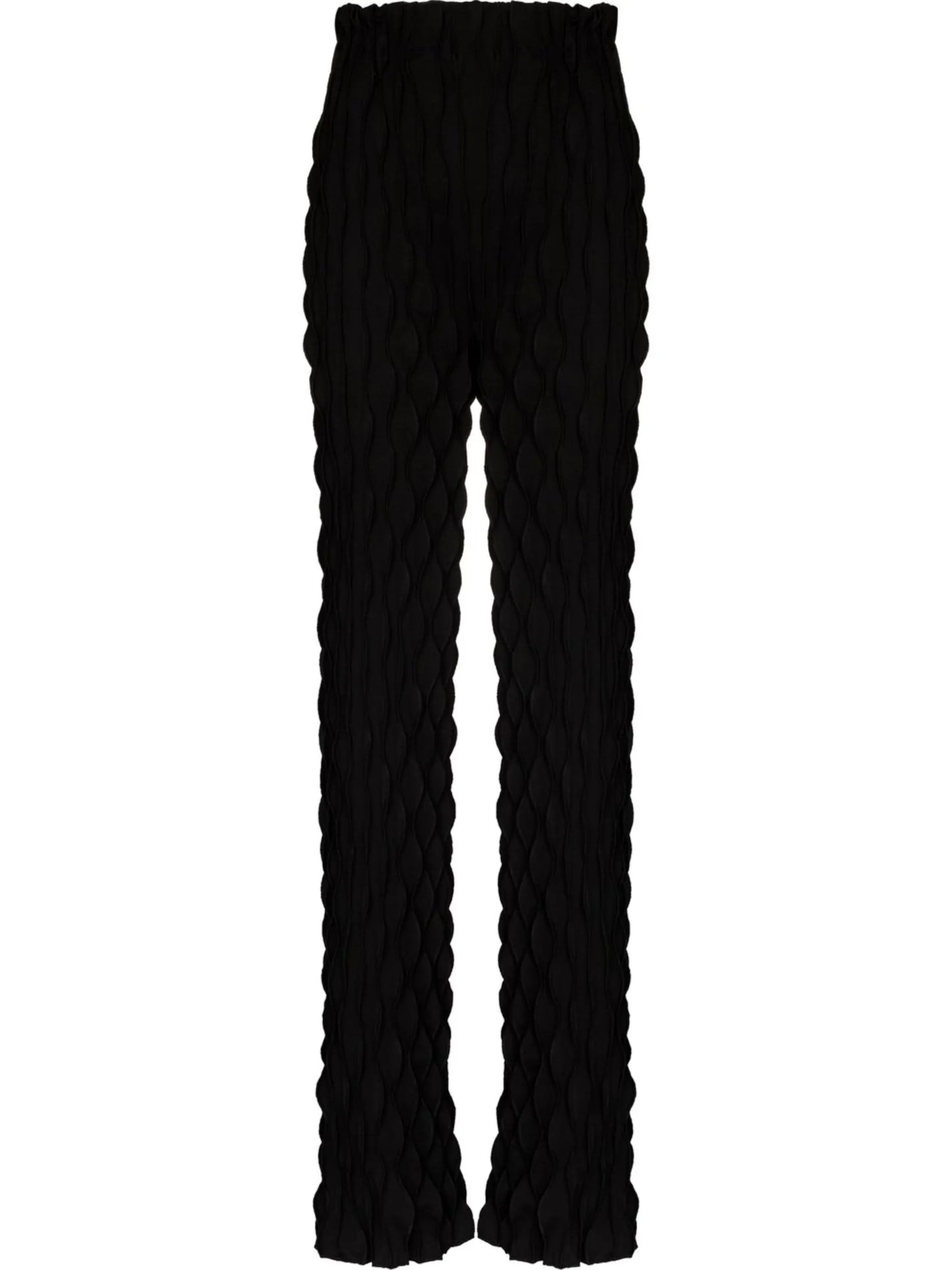 high-waisted textured-finish trousers