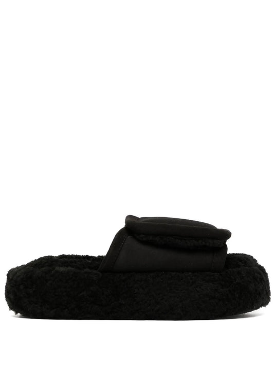chunky shearling slides