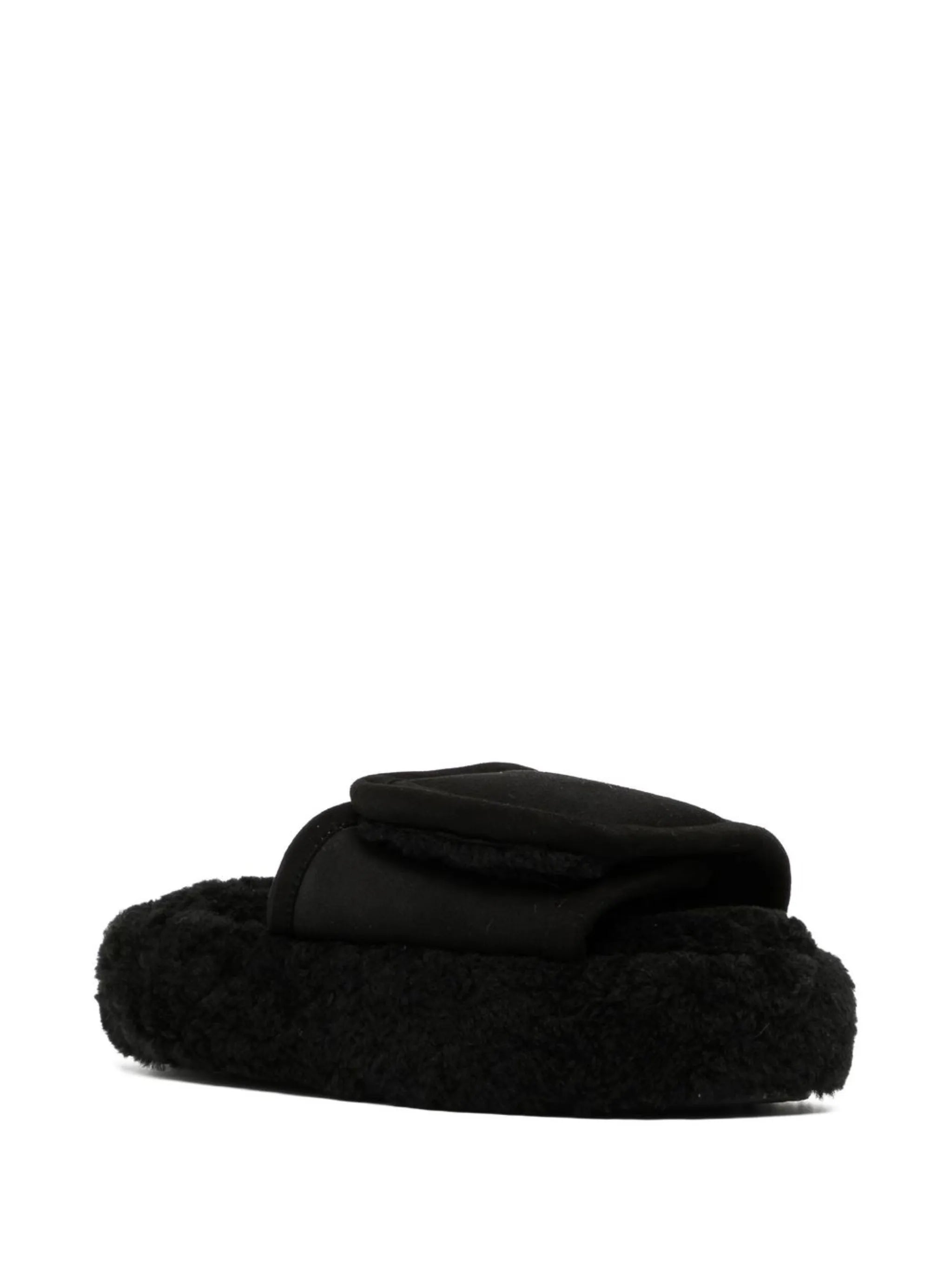chunky shearling slides