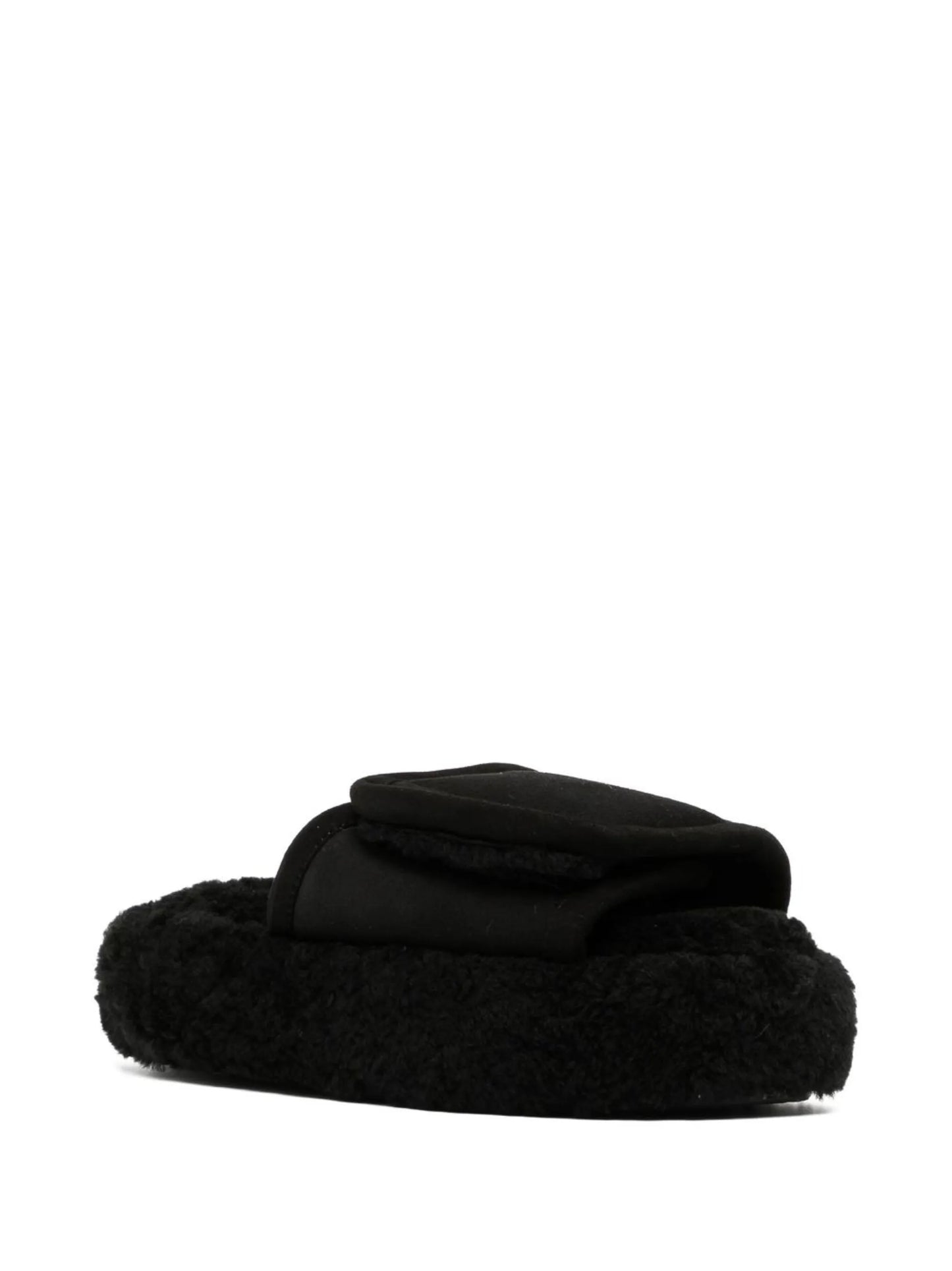 chunky shearling slides