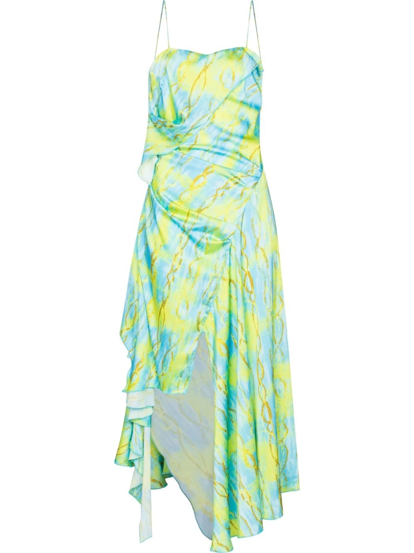 Waterfall graphic-print draped dress