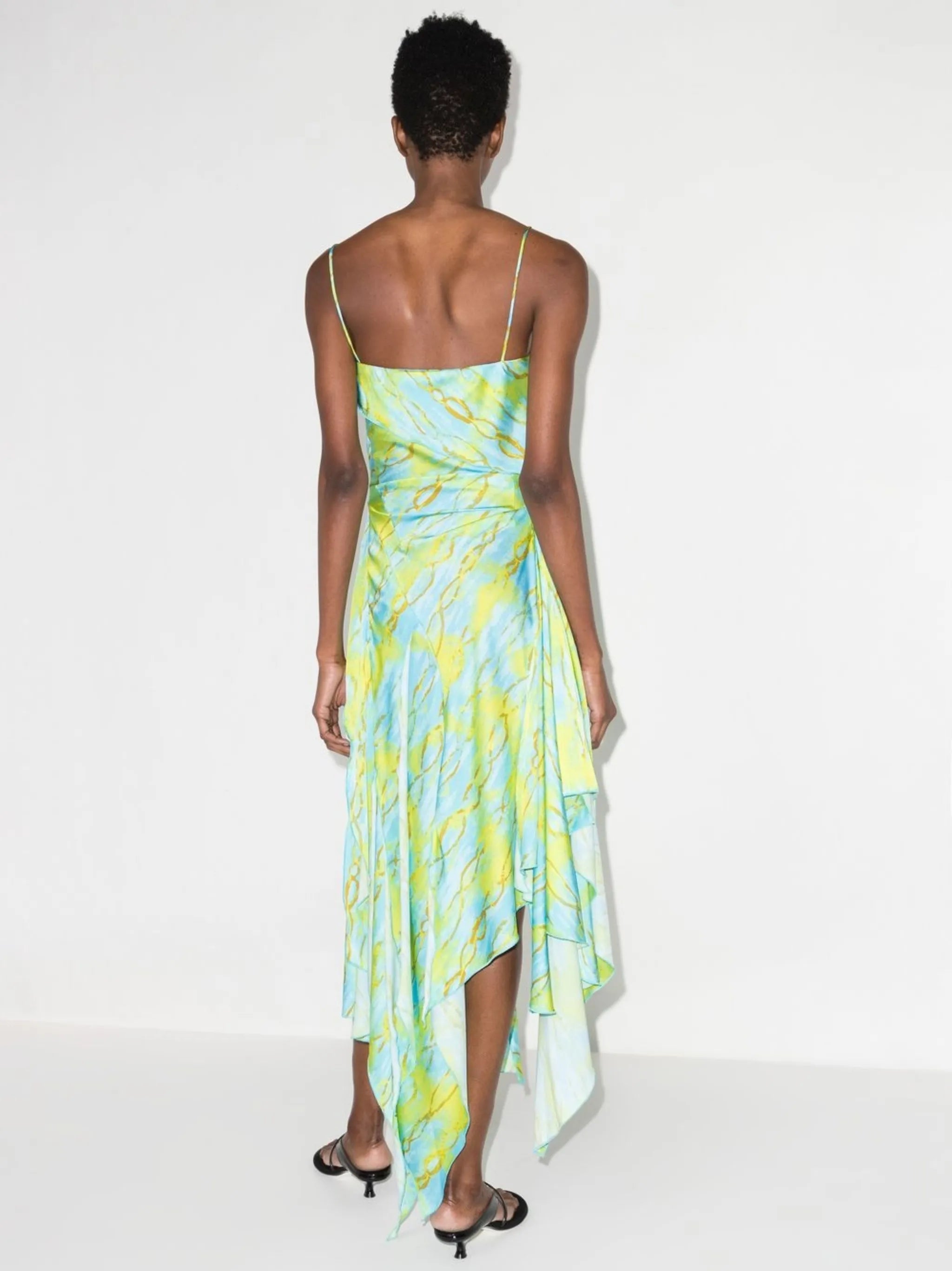 Waterfall graphic-print draped dress