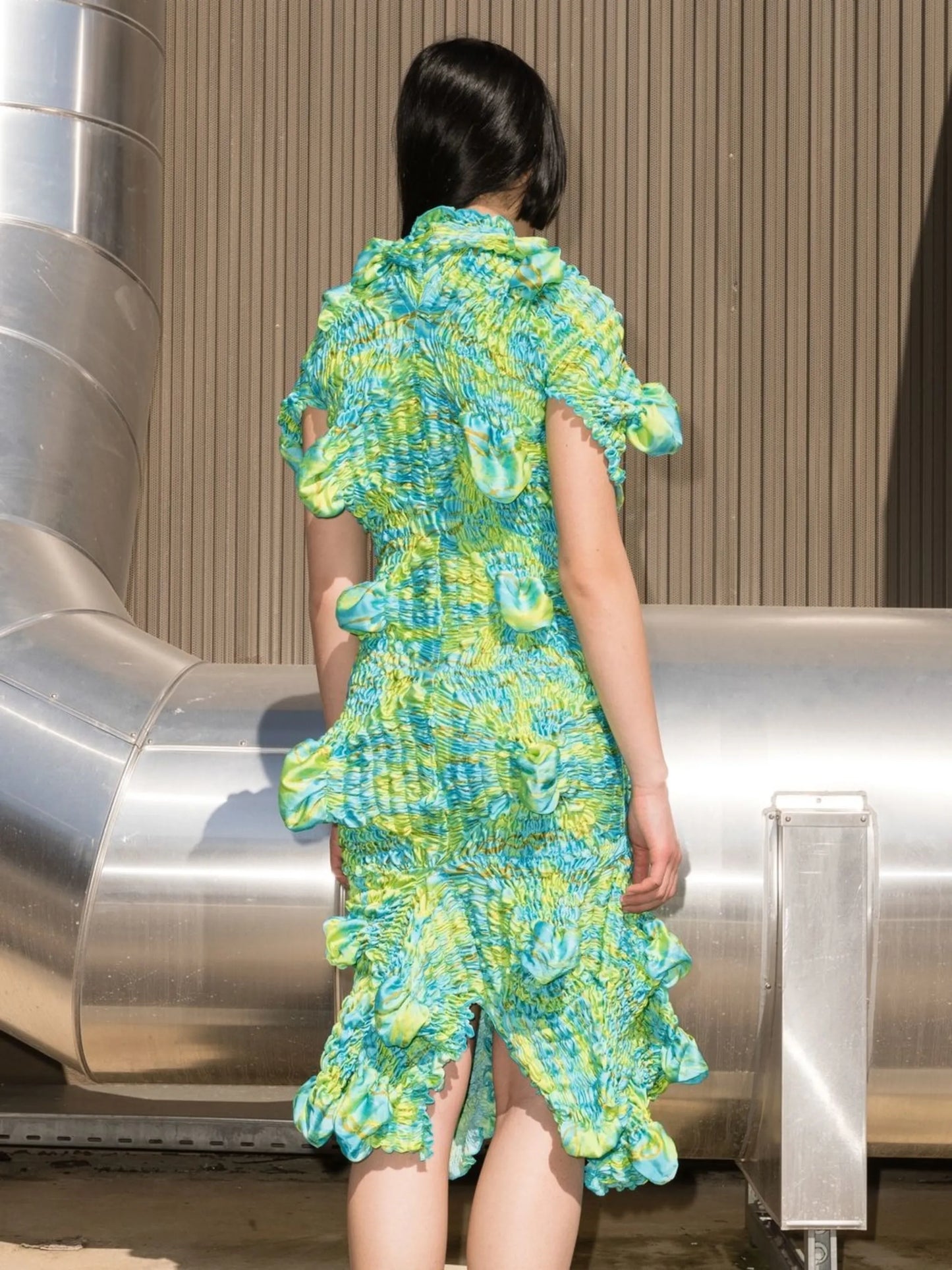 Twist ruched midi dress