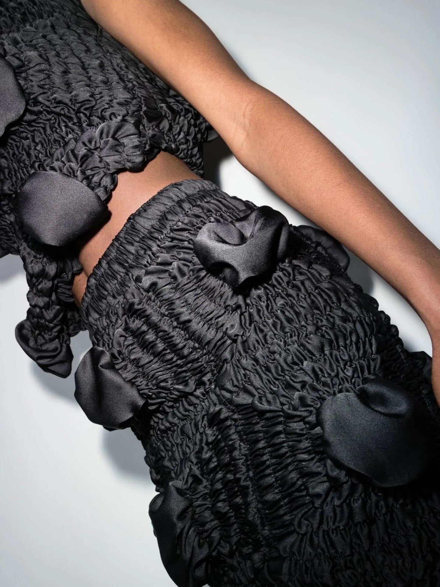 high-waisted textured-finish skirt
