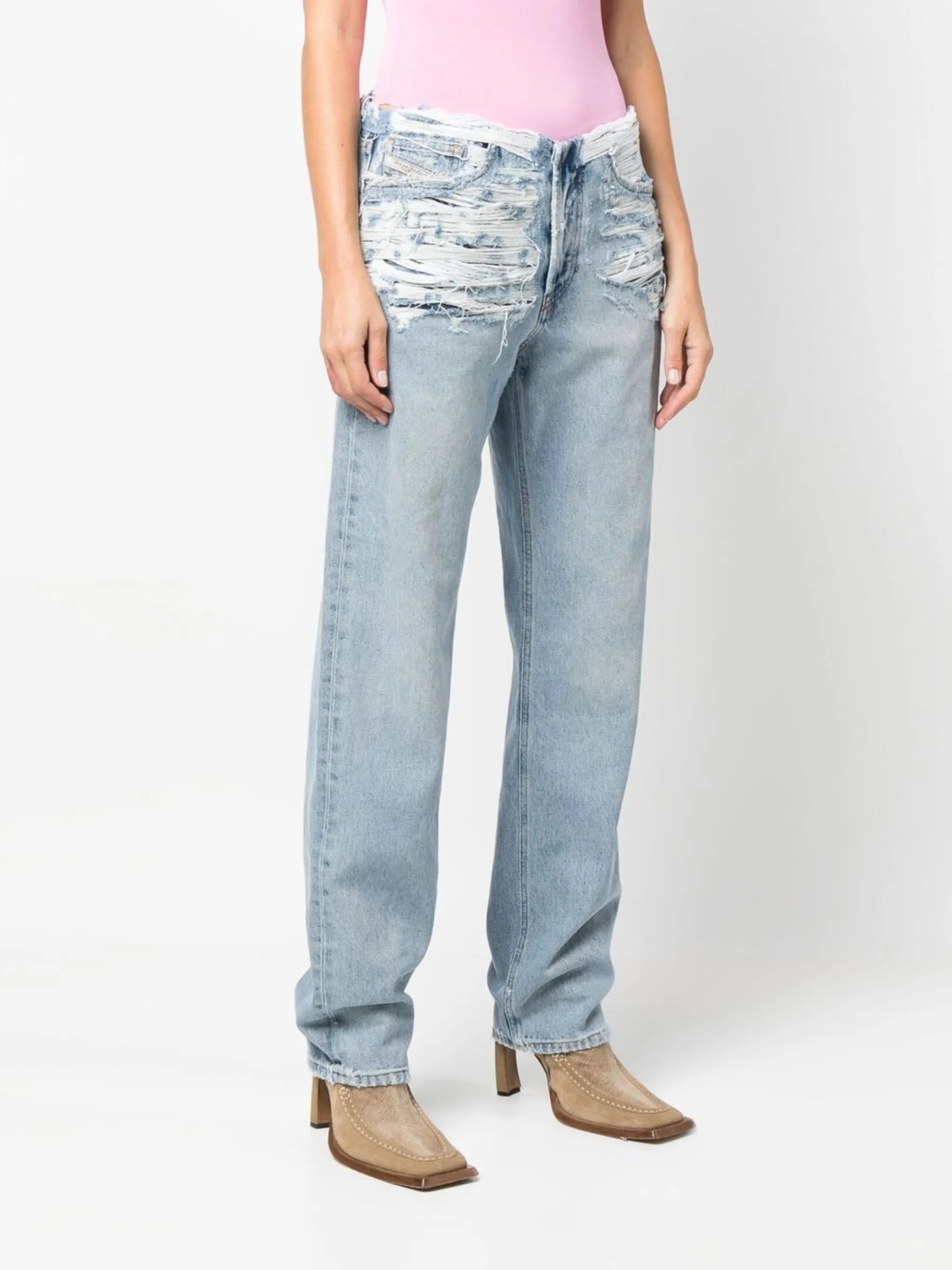 mid-rise ripped-detail jeans