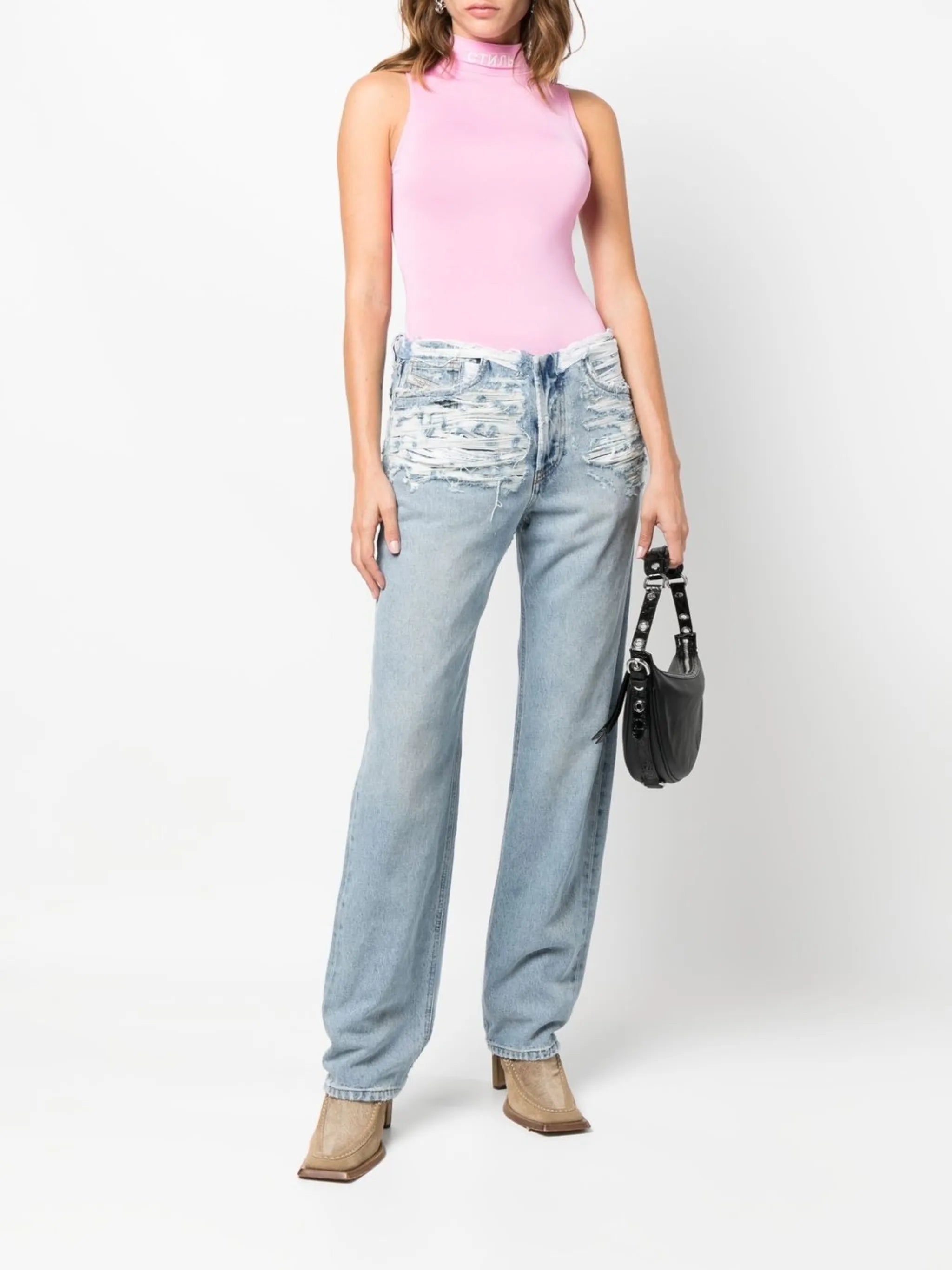 mid-rise ripped-detail jeans