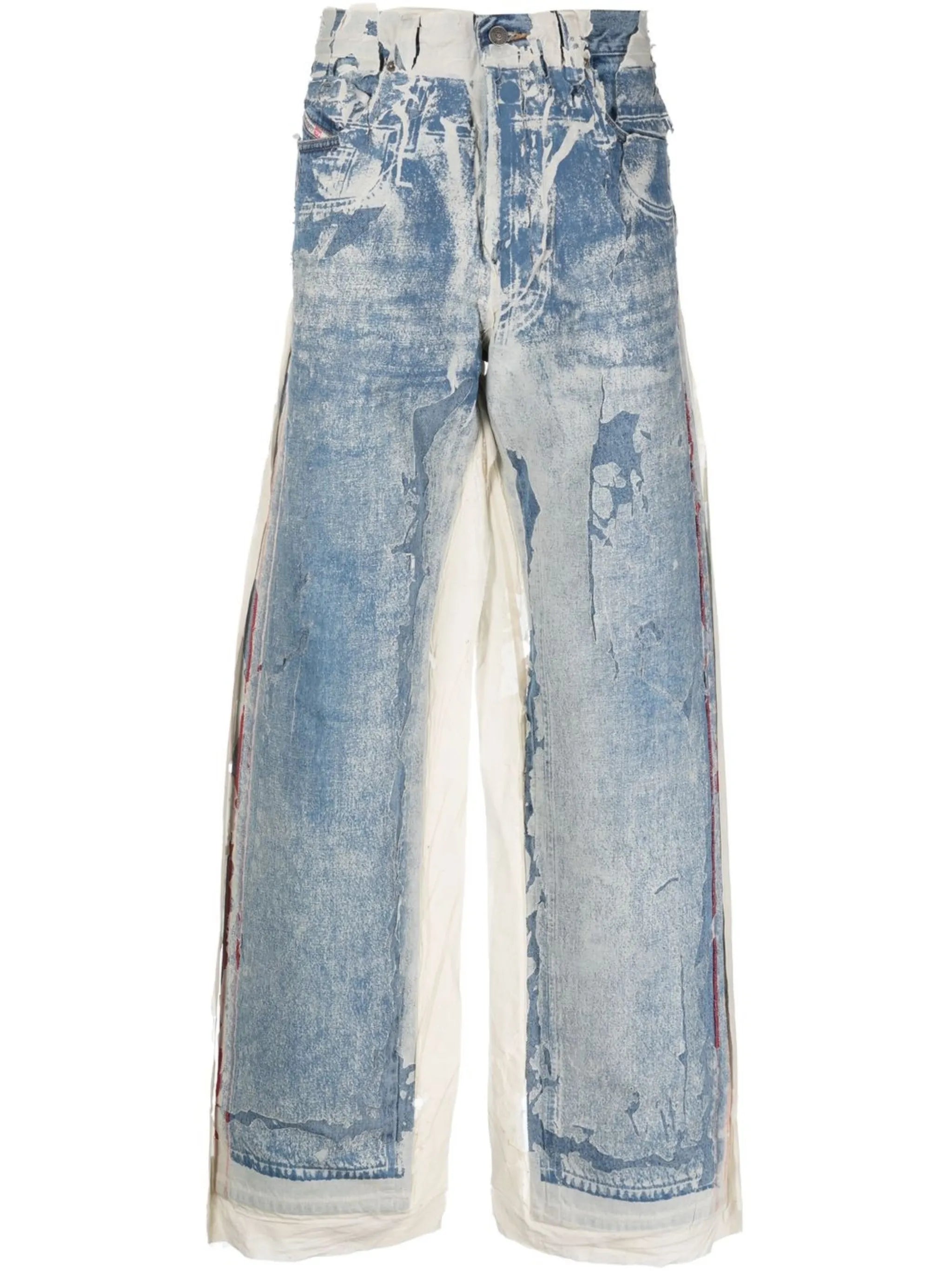 distressed panelled jeans