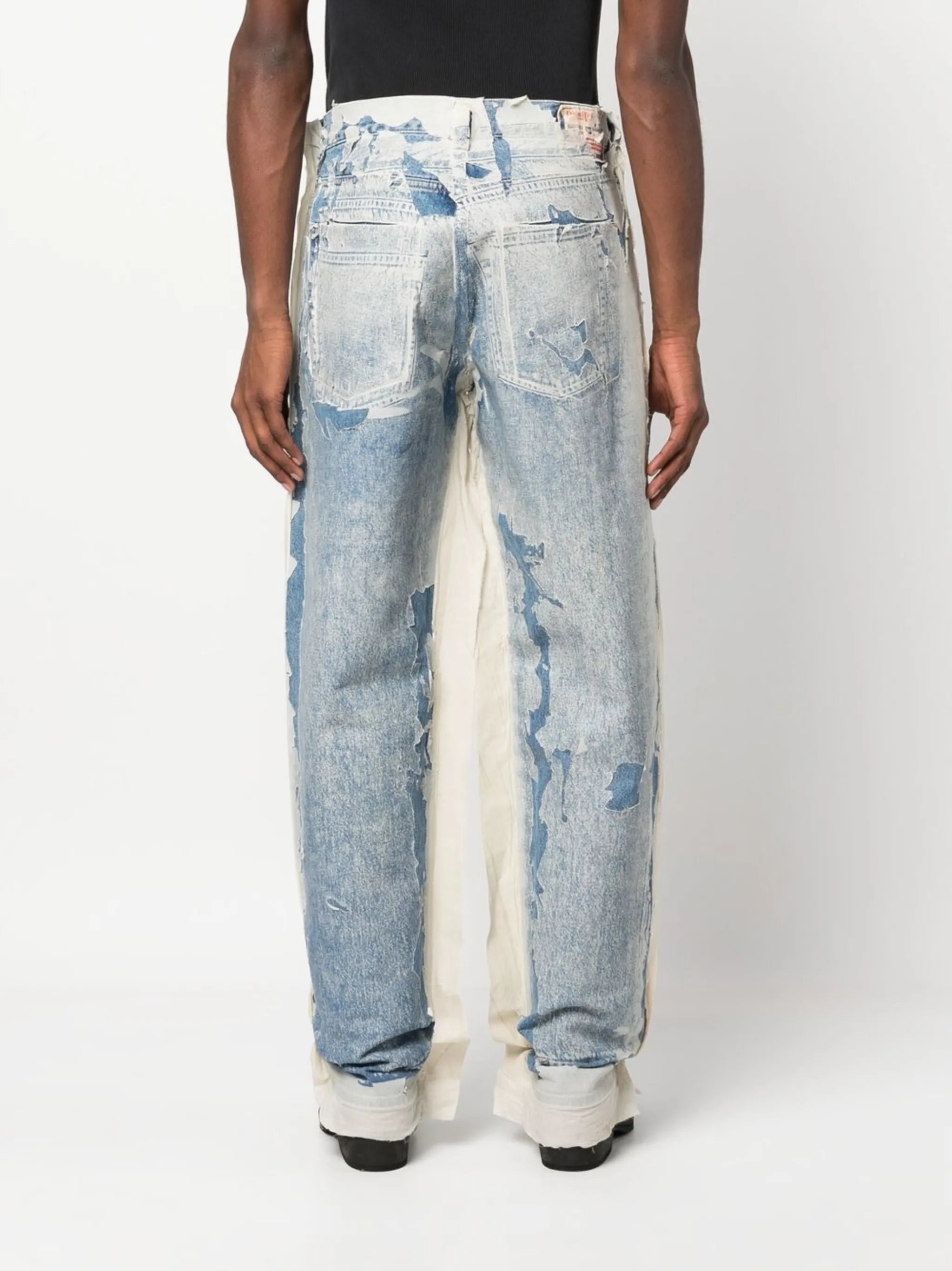 distressed panelled jeans